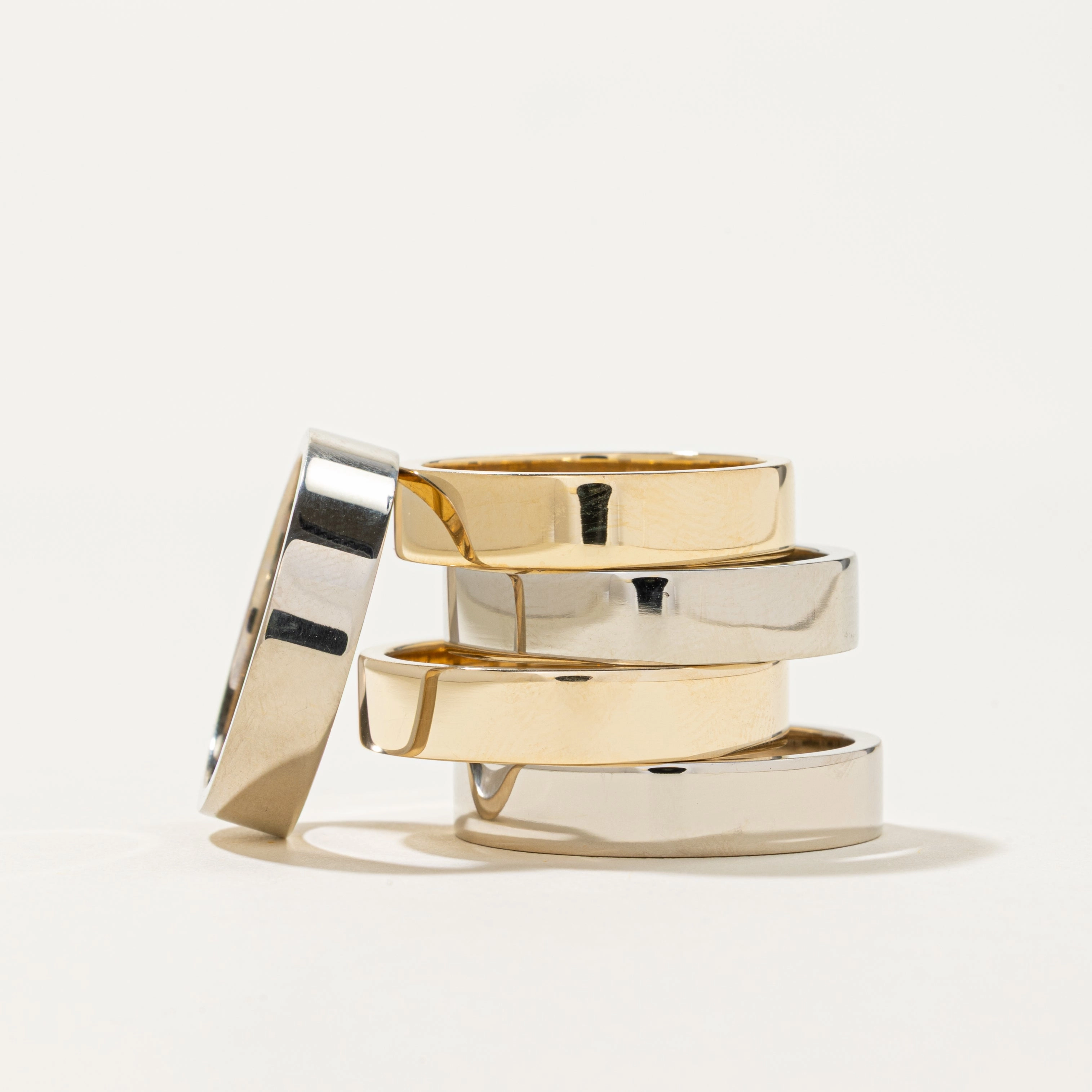 Graceful Touch Fashion Jewelry Look '100 Ways' Rectangular Heavy Gold Band | 5.00mm | Various Sizes