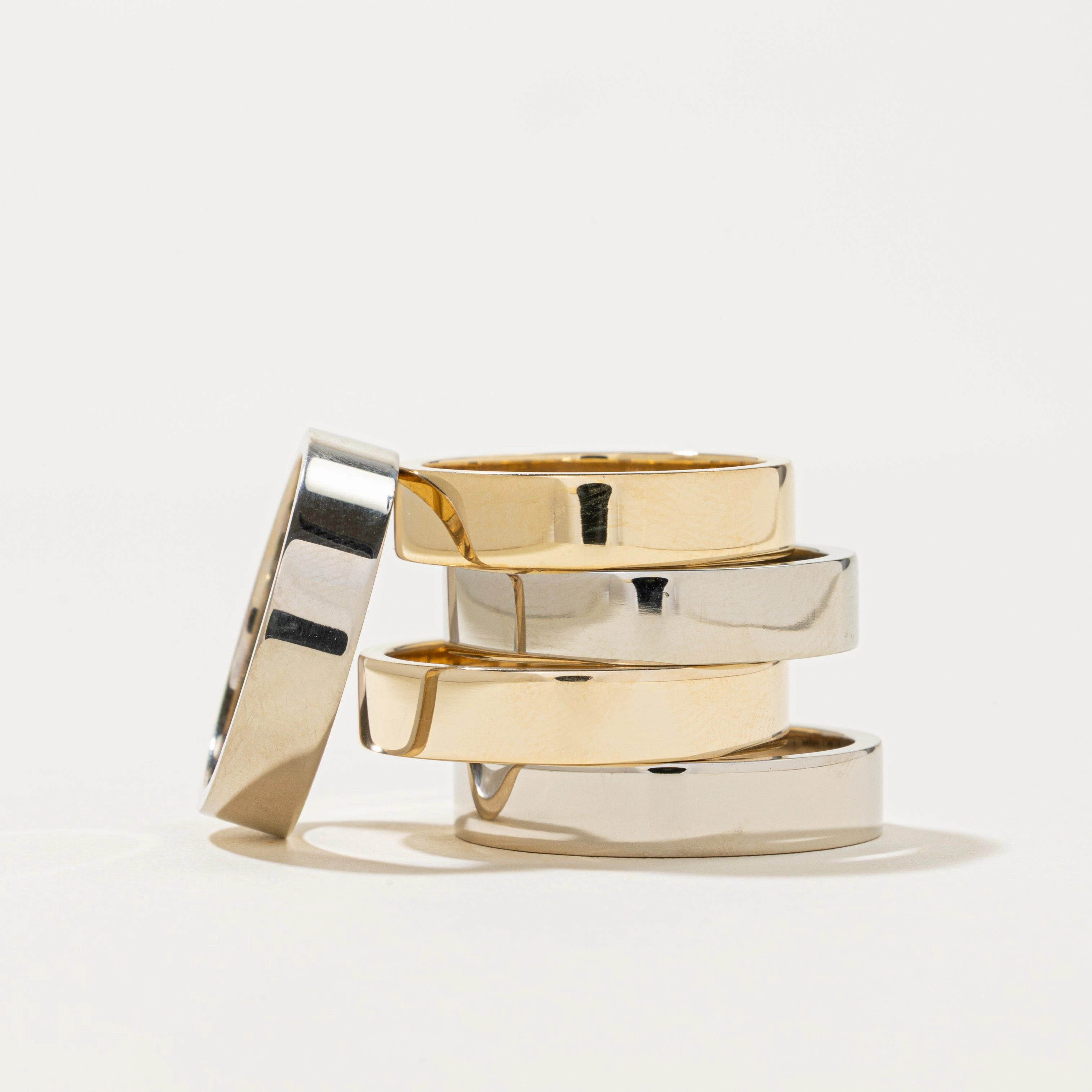 Elegant Vibe Pastel Look '100 Ways' Rectangular Heavy Gold Band | 5.00mm | Various Sizes