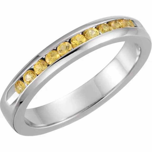 Classic Look Figurative Art Yellow Sapphire Classic Channel-Set Anniversary Band