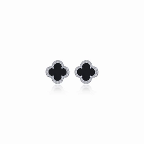 Lafonn Onyx Clover Earrings Shiny Pieces