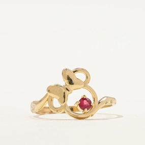Urban Style 'Disney' Glass Filled Ruby Minnie Mouse Ring | SZ 4.25