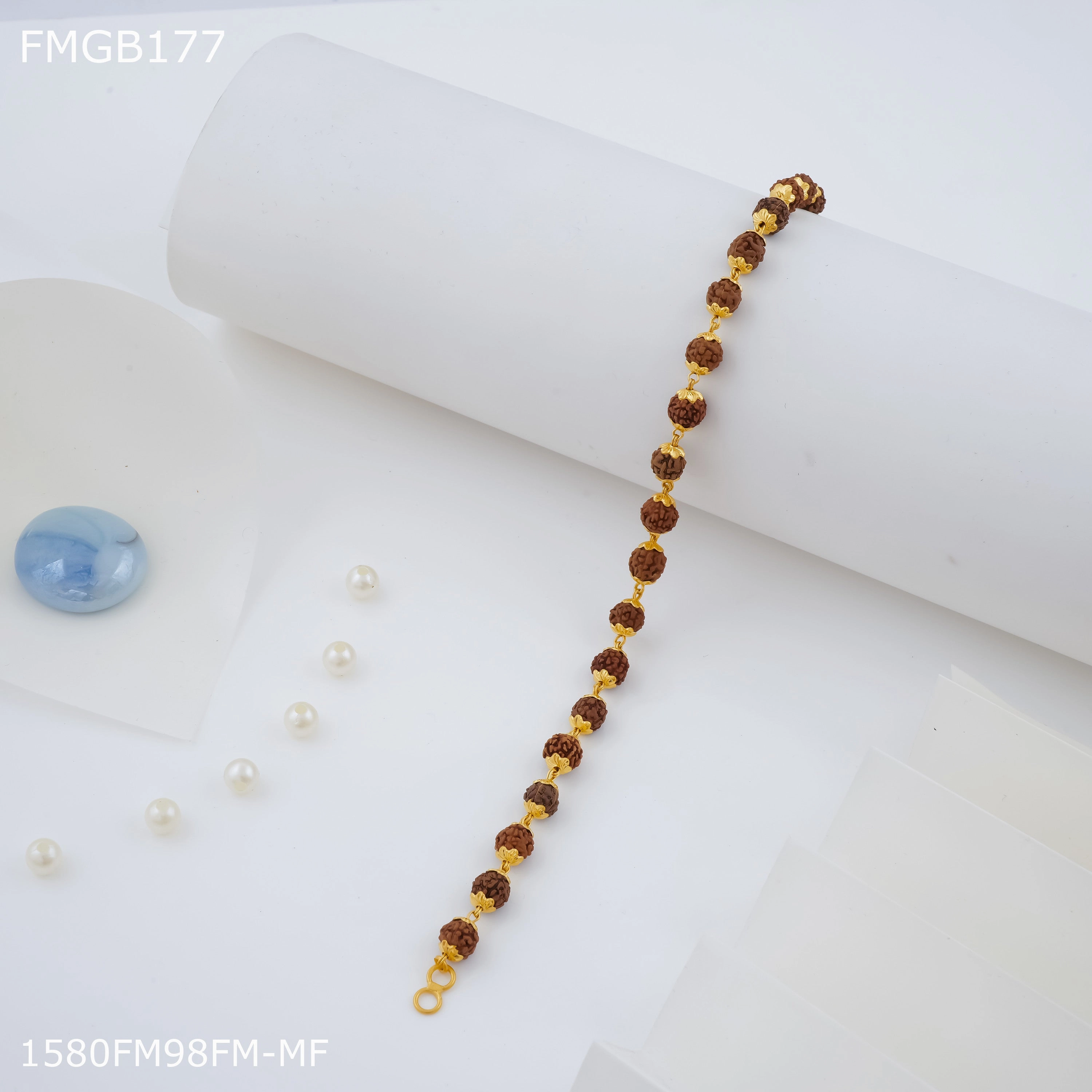 Freemen One line Rudraksh gold plated bracelet for Men - FMGB177 Finishing Accent