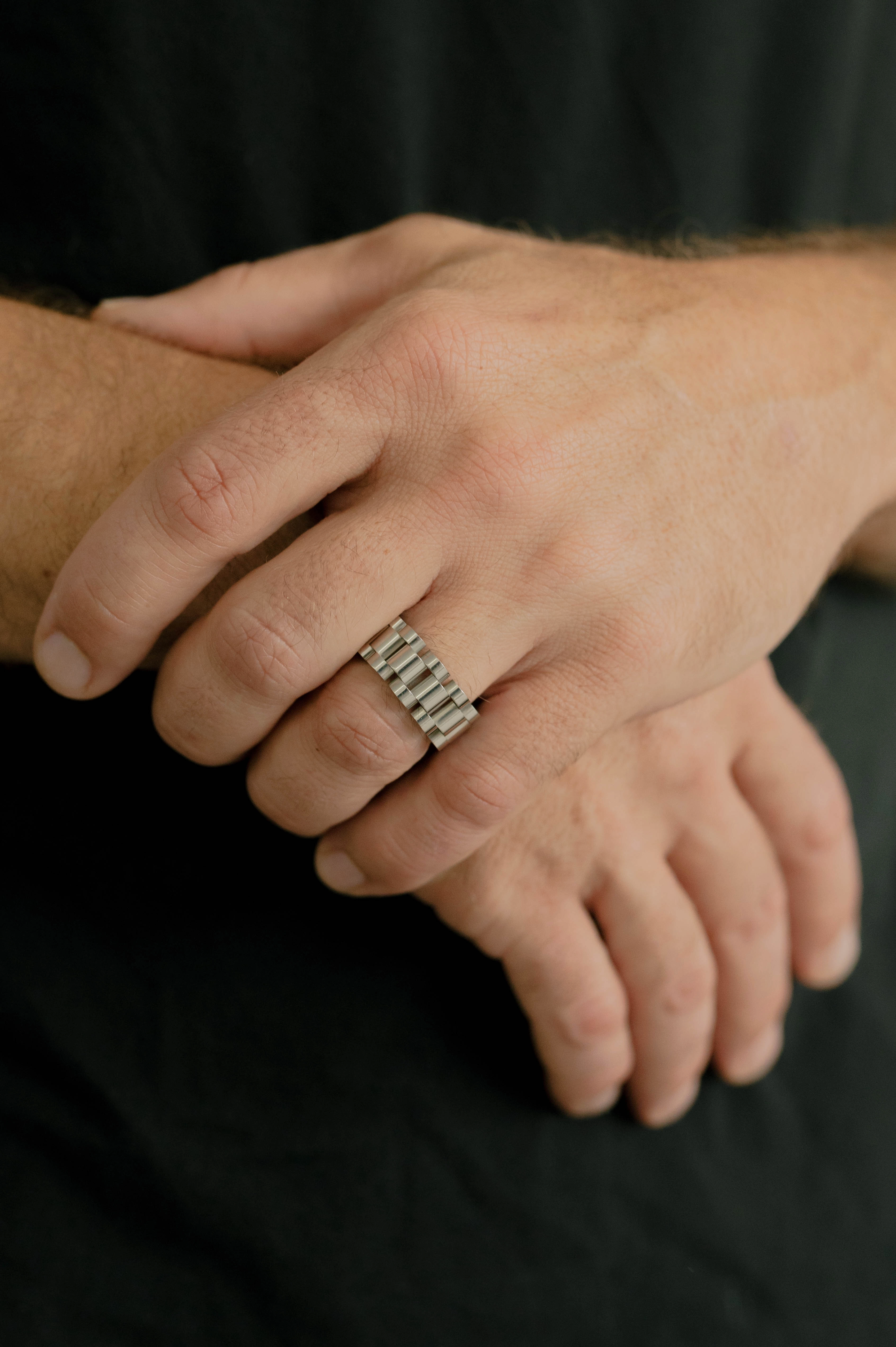 Watch Link Ring ?C Silver Brilliant Accent Precious Finish