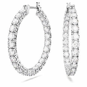 Petite Accent City Stroll Swarovski Matrix Hoop Earrings, White