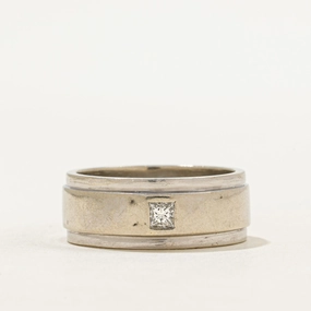 Lustrous Highlight Sophisticated Charm Flush Set Princess Cut Diamond Band | 8.15mm | SZ 8.75