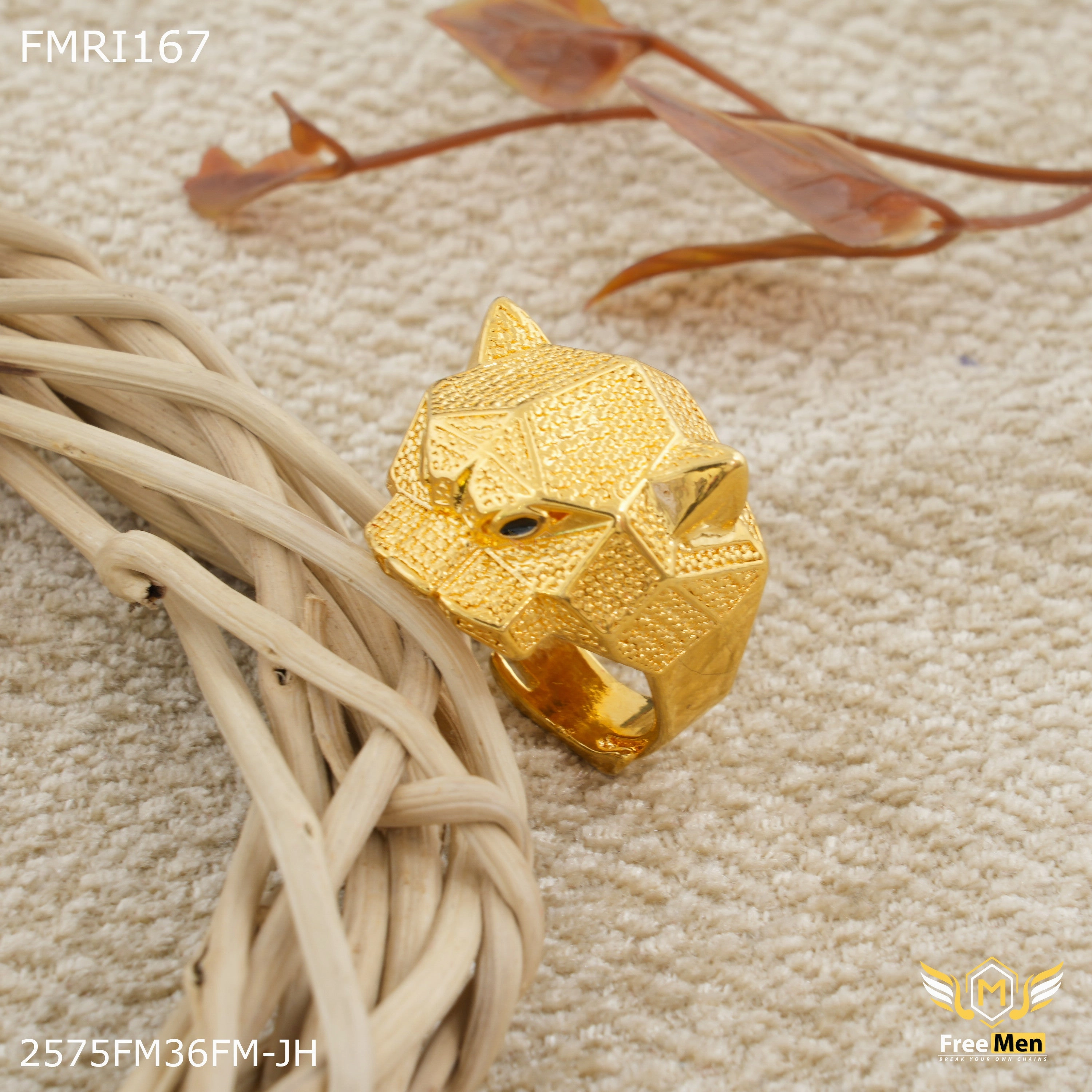 Gleaming Accent Formal Accent Freeme Jaugar Face ring for men - FMRI167