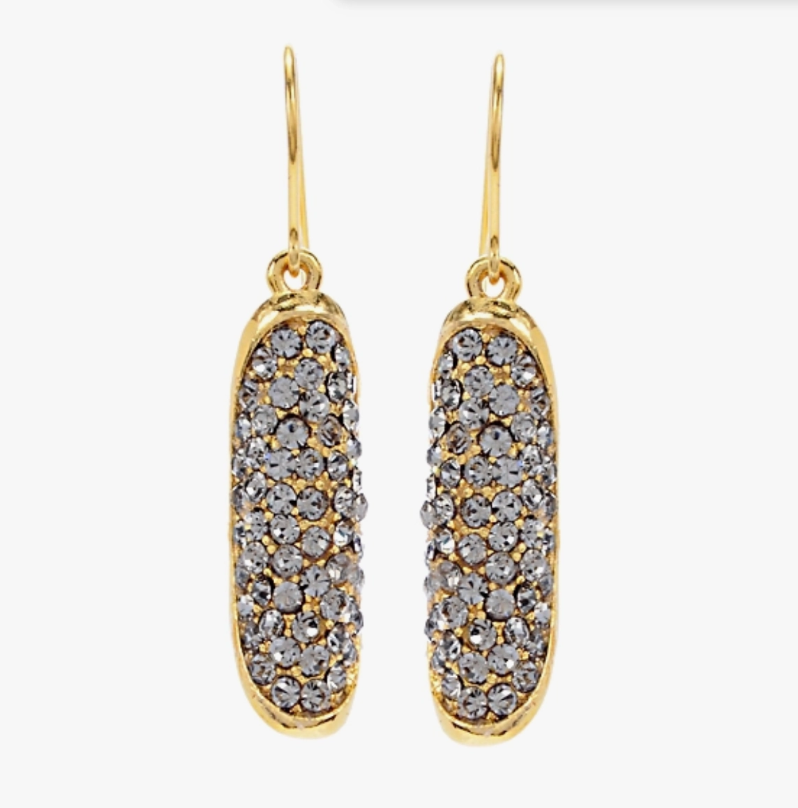 Folded Oval Crystal Drop Earrings in Gold Finish Classic Jewelry Design Impressive Finish