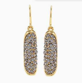 Folded Oval Crystal Drop Earrings in Gold Finish Classic Jewelry Design Impressive Finish