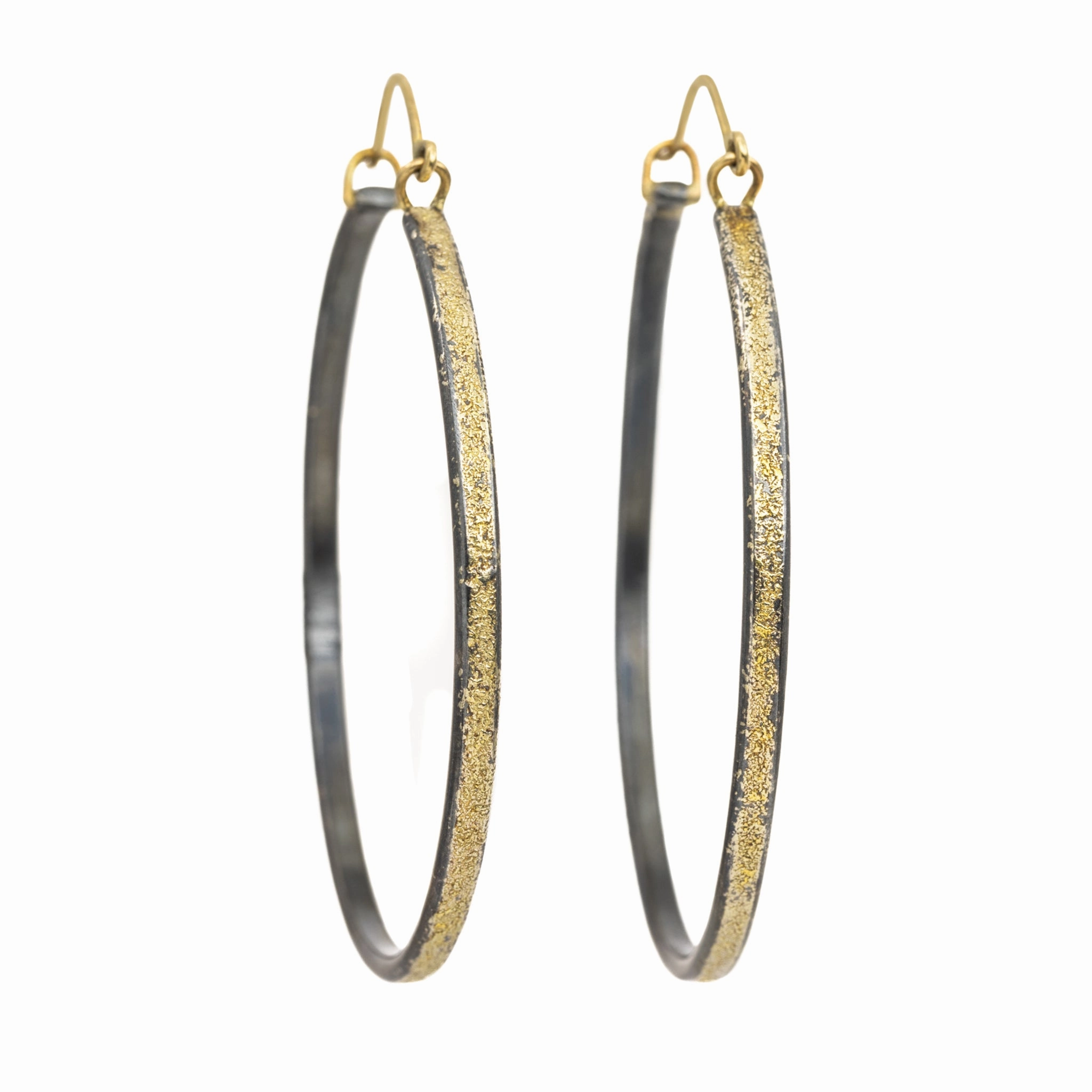 Chelsea Hoops - Large - 22k/18k Gold   Oxidized Silver Monochrome Mood