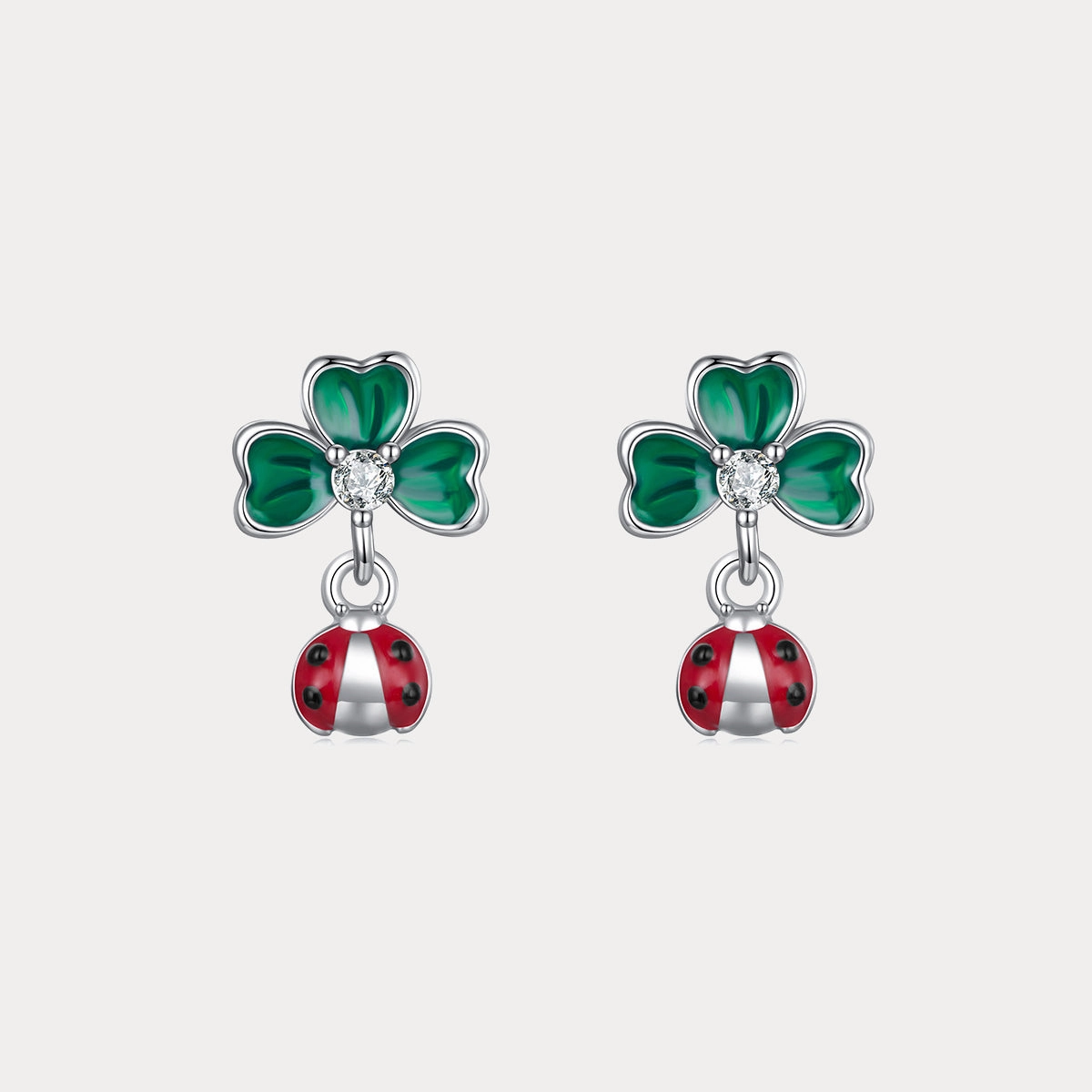 Four Leaf Clover Ladybug Earrings High-Quality Design Refined Option