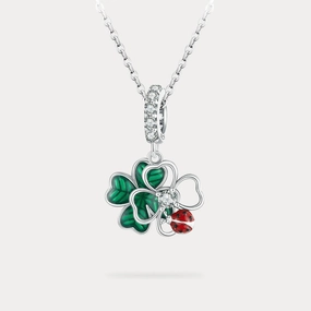 Four Leaf Clover Ladybug Necklace Celebration Accent Soft Detail
