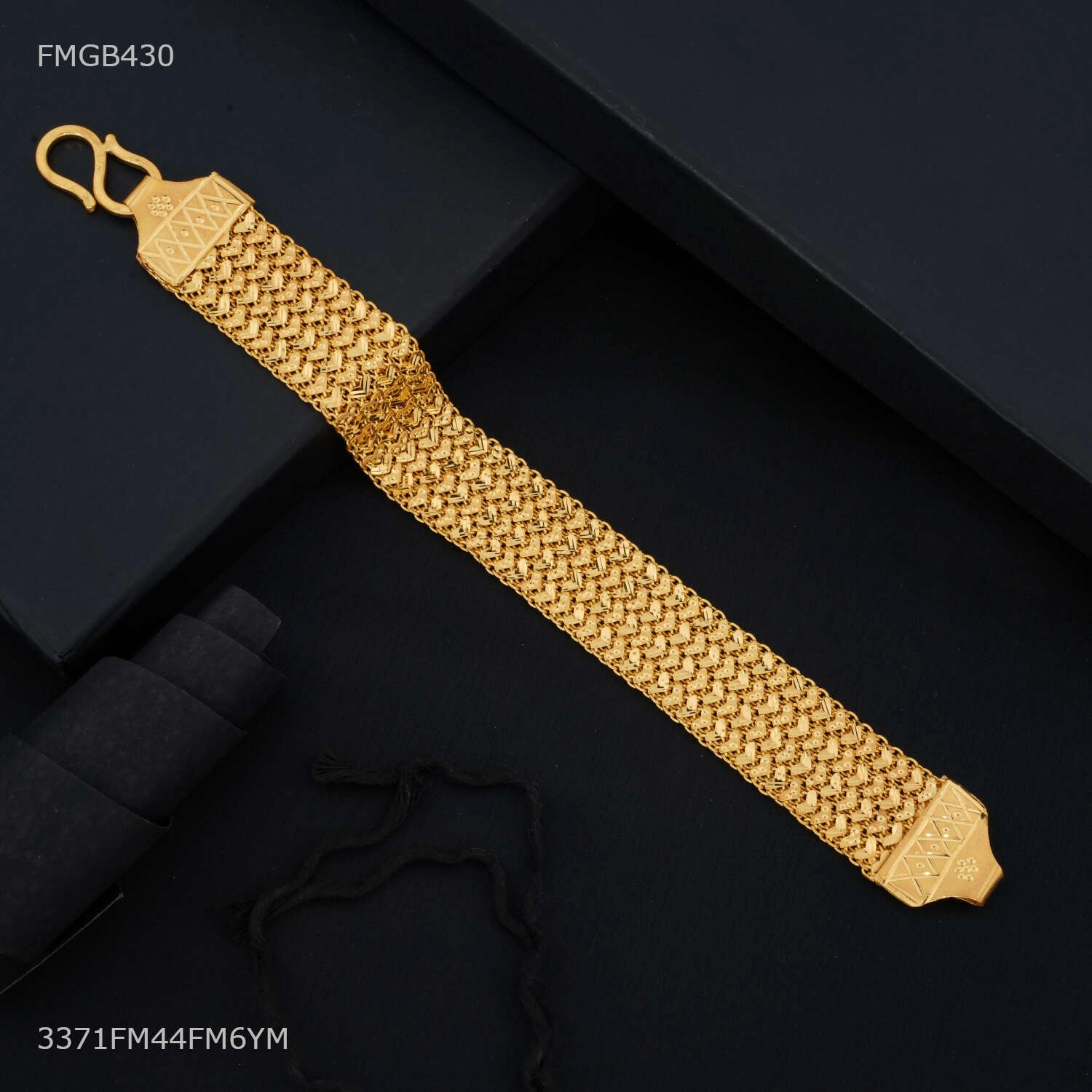 Vintage Mood Four Line Heart Gold Plated Bracelet  for Men - FMGB430