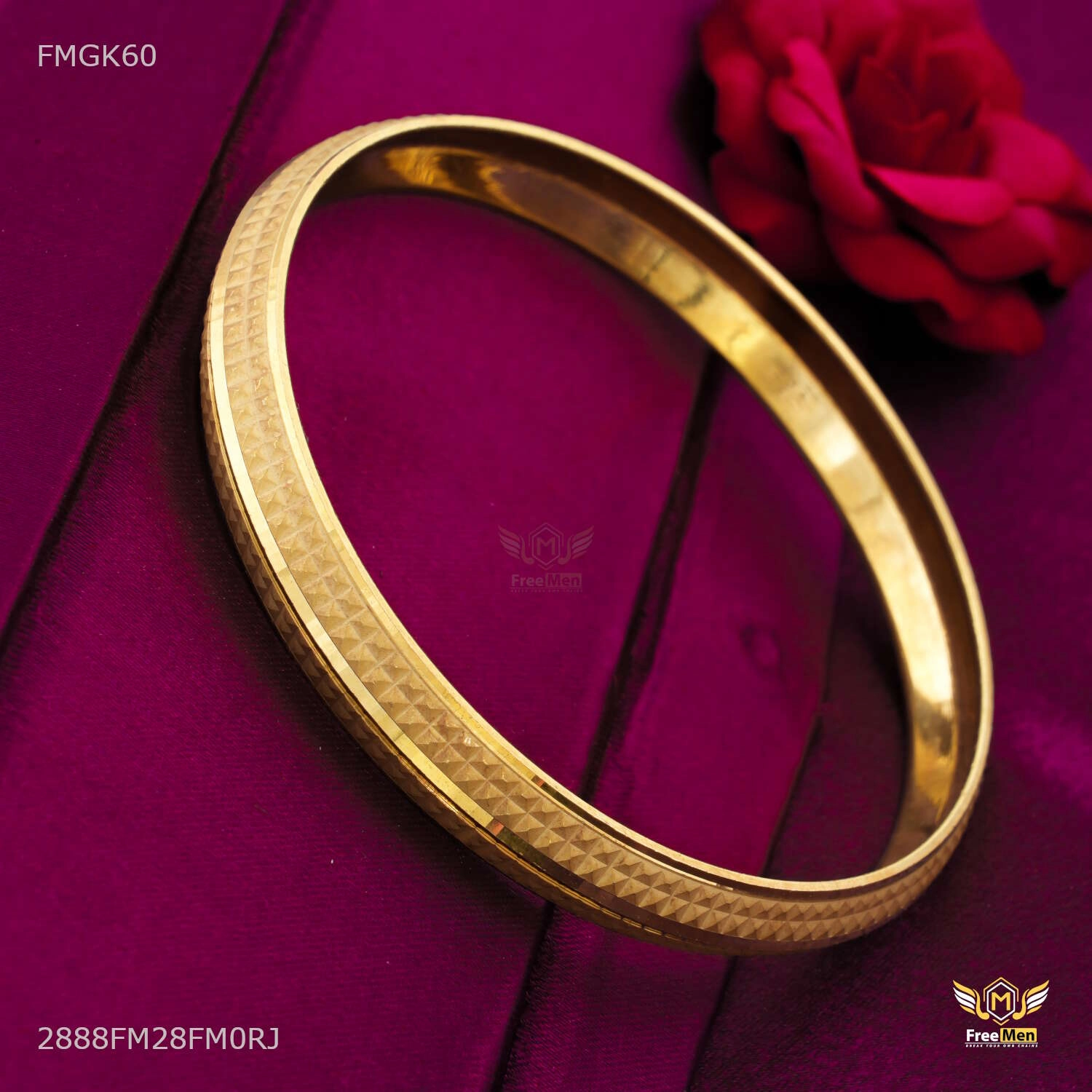 Bridal Look Unique Radiance Four Line Shining gold plated kada for Men FMGK60