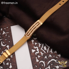 Vogue Accent Minimalist Edge Freeman Superlative Adjustable Golden Bracelet for Men- FMB12