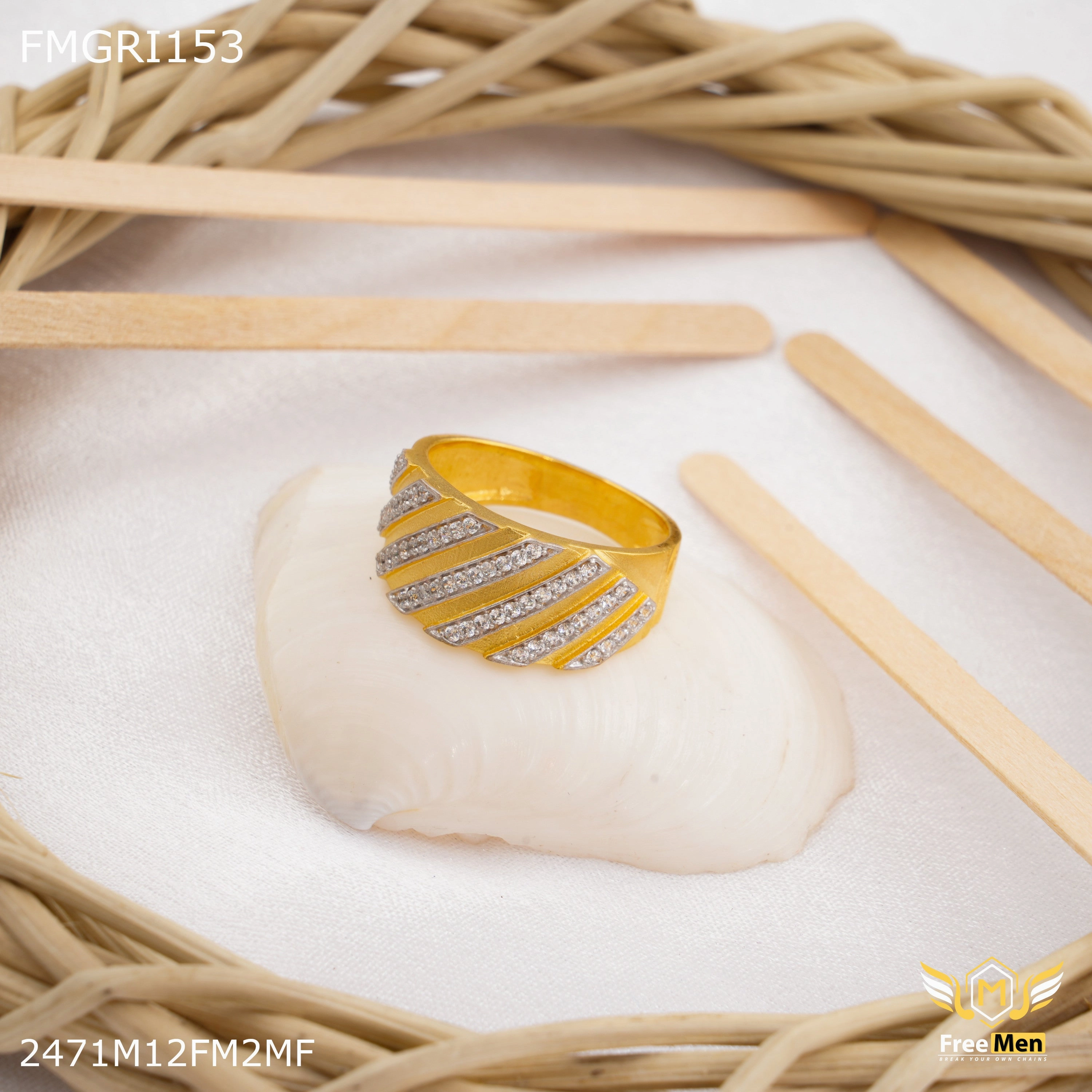 Freeme 1gm Designer Line AD Gold plated ring for men - FMGRI153 Unique Look