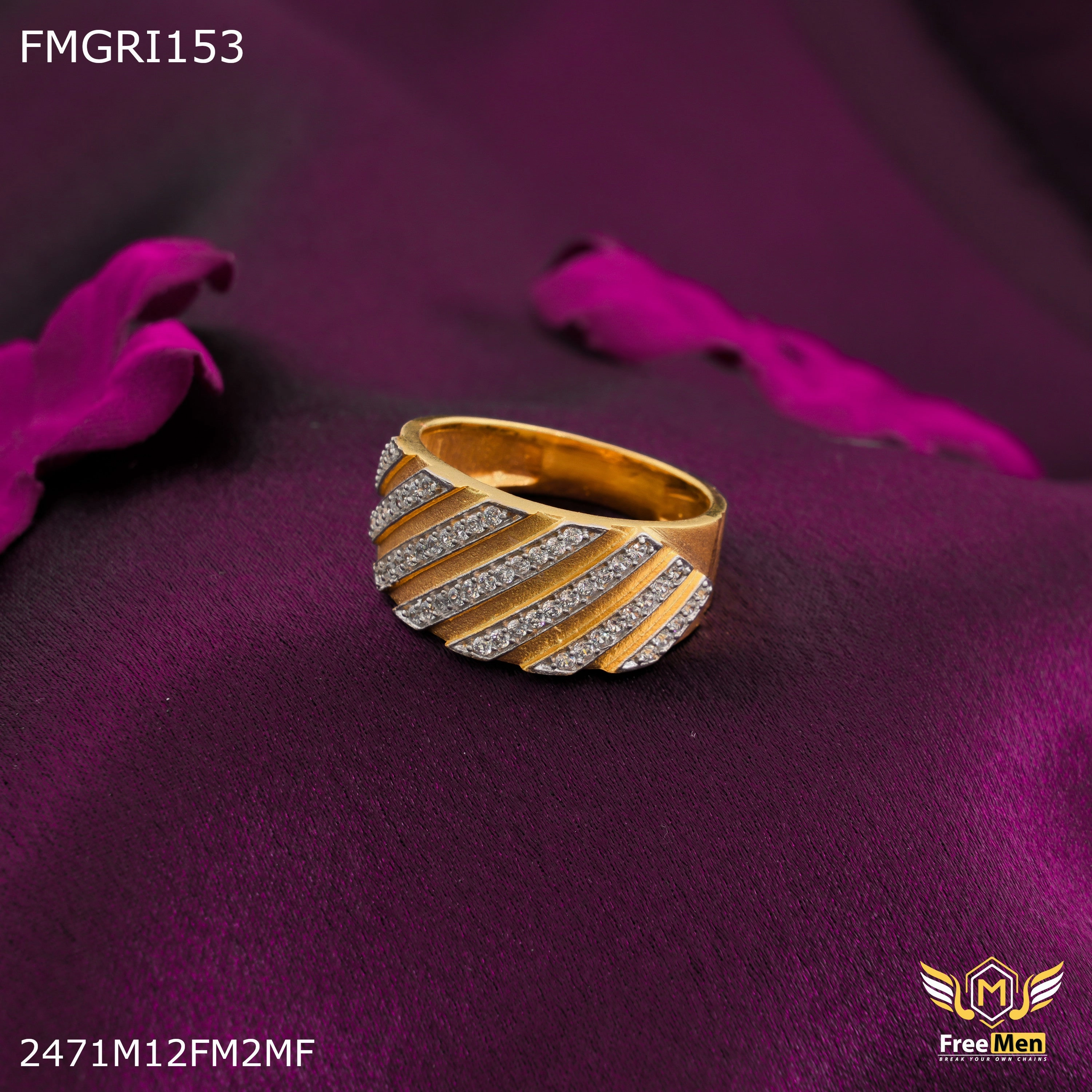 Freeme 1gm Designer Line AD Gold plated ring for men - FMGRI153 Fashion Statements Refined Quality