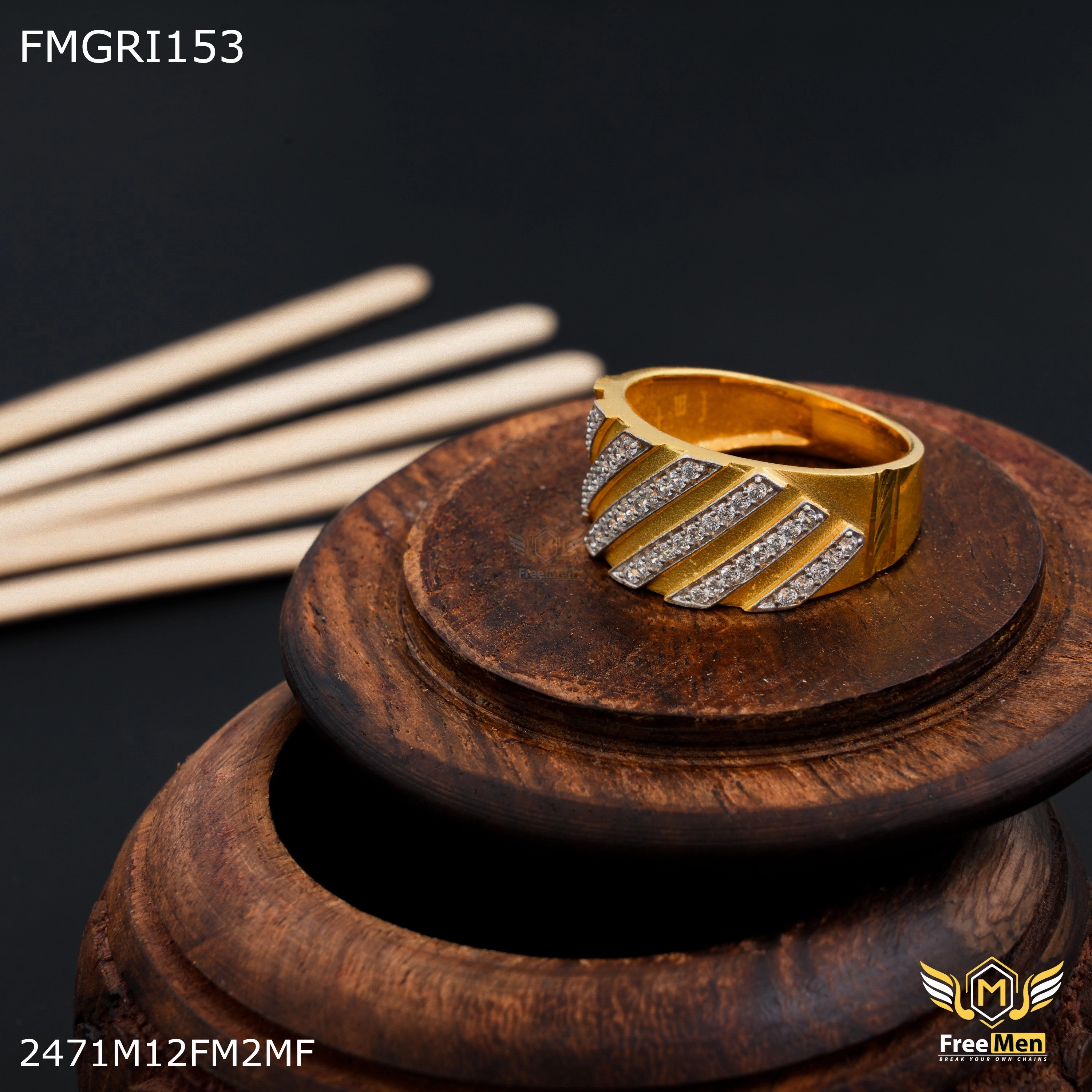 Flawless Sparkle Freeme 1gm Designer Line AD Gold plated ring for men - FMGRI153