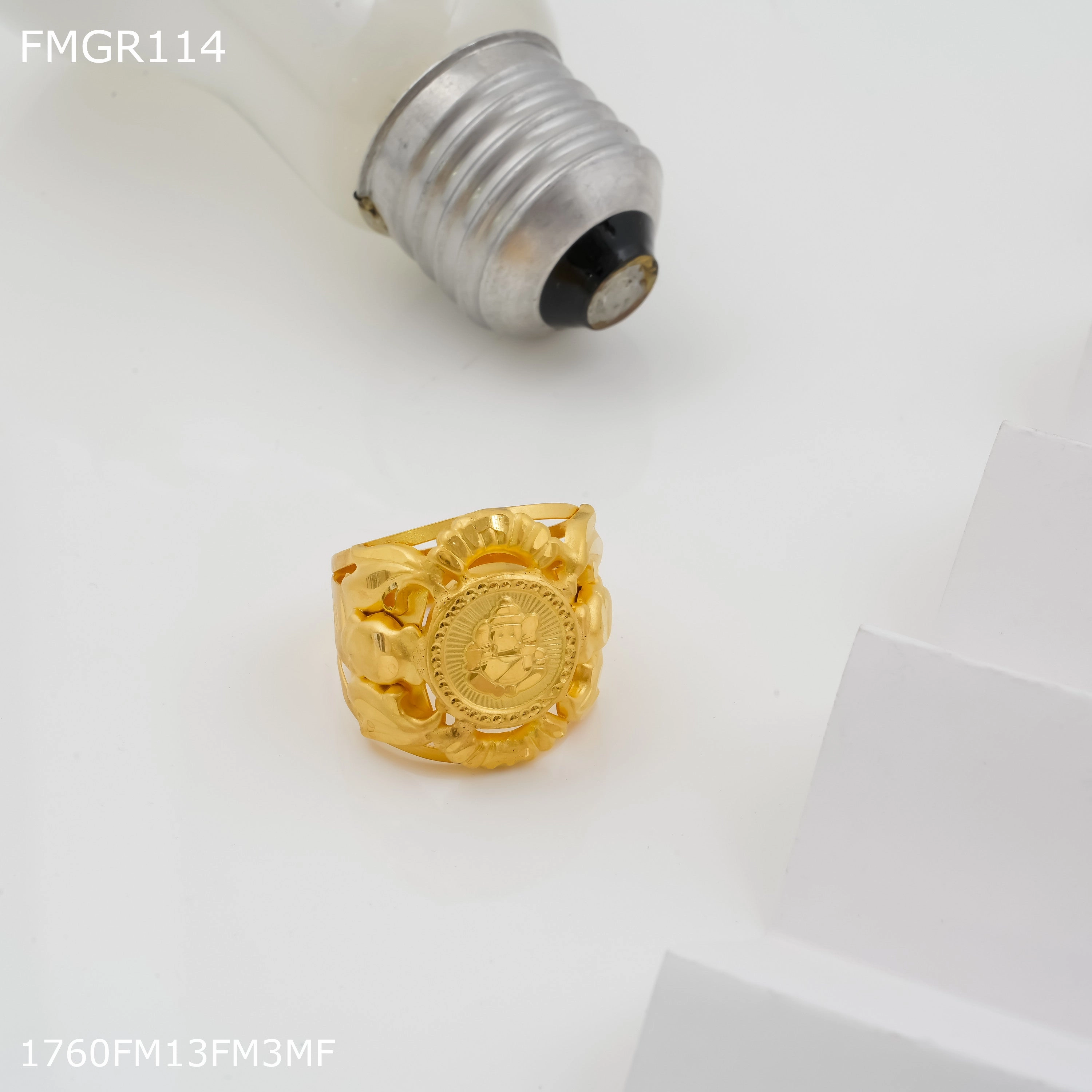 Brunch Outfit Sweet Touch Freeme 1gm ganpati ring design with gold plated for men - FMRI114