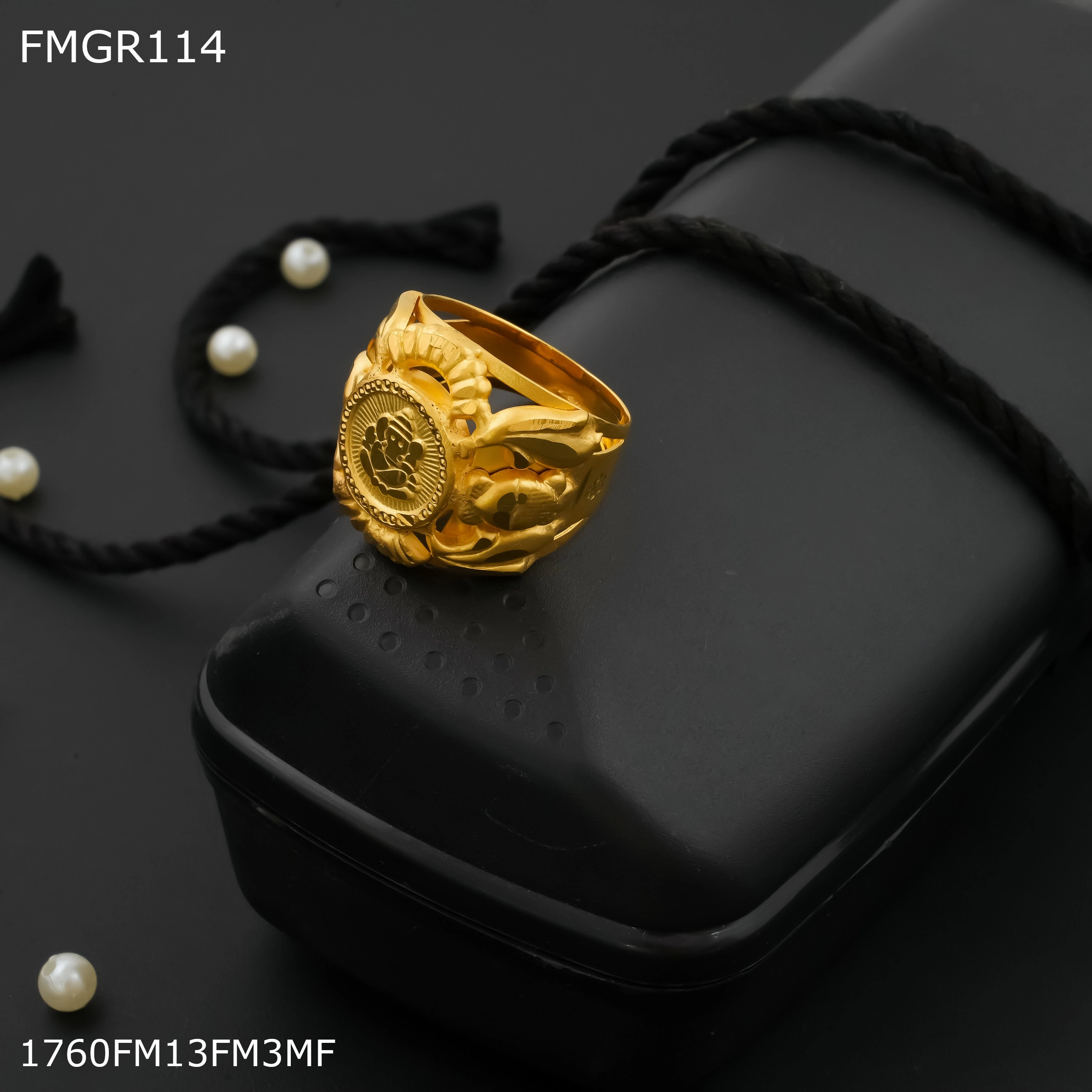 Freeme 1gm ganpati ring design with gold plated for men - FMRI114 Exclusive Charm