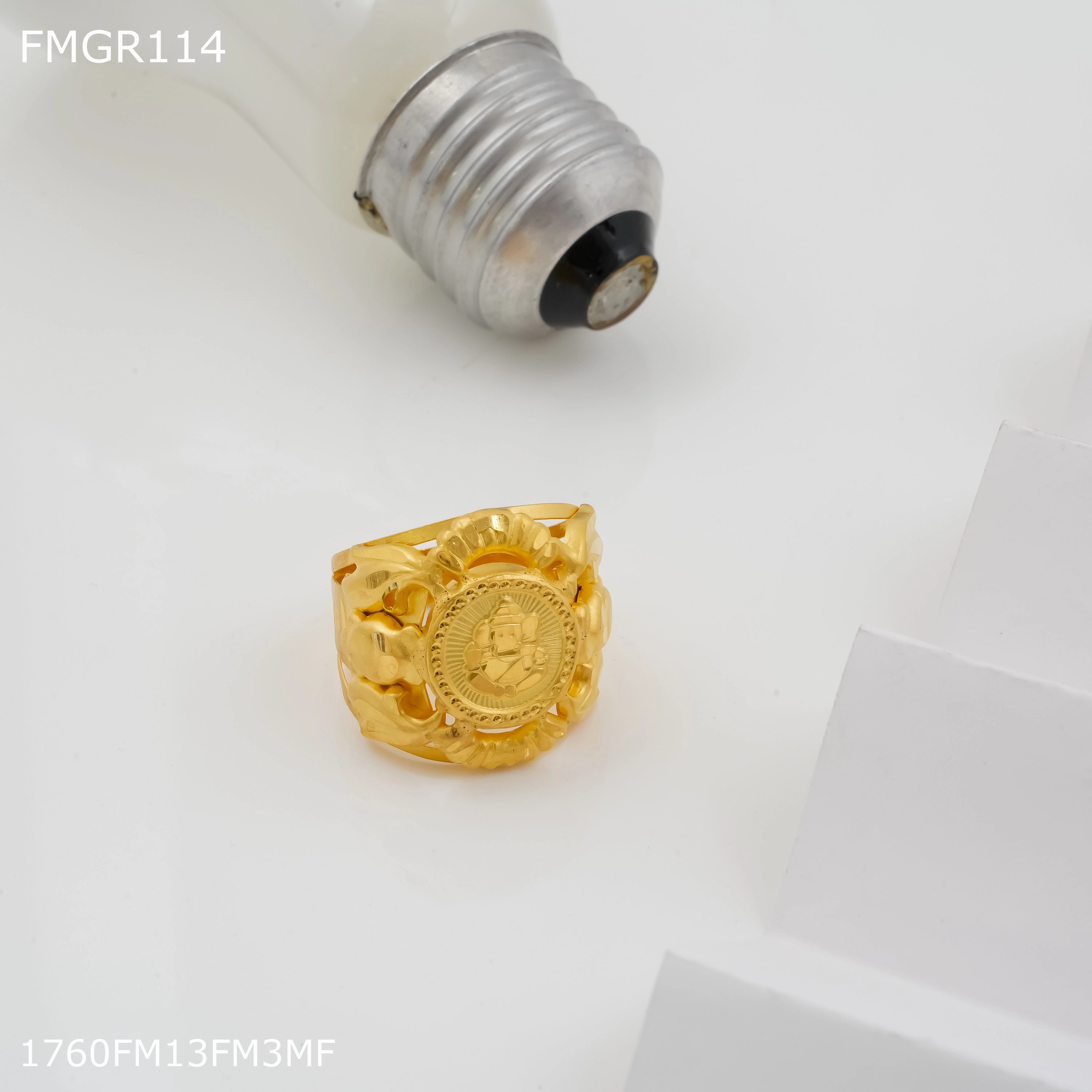 Freeme 1gm ganpati ring design with gold plated for men - FMRI114 Polished Radiance Fashion Sparkle