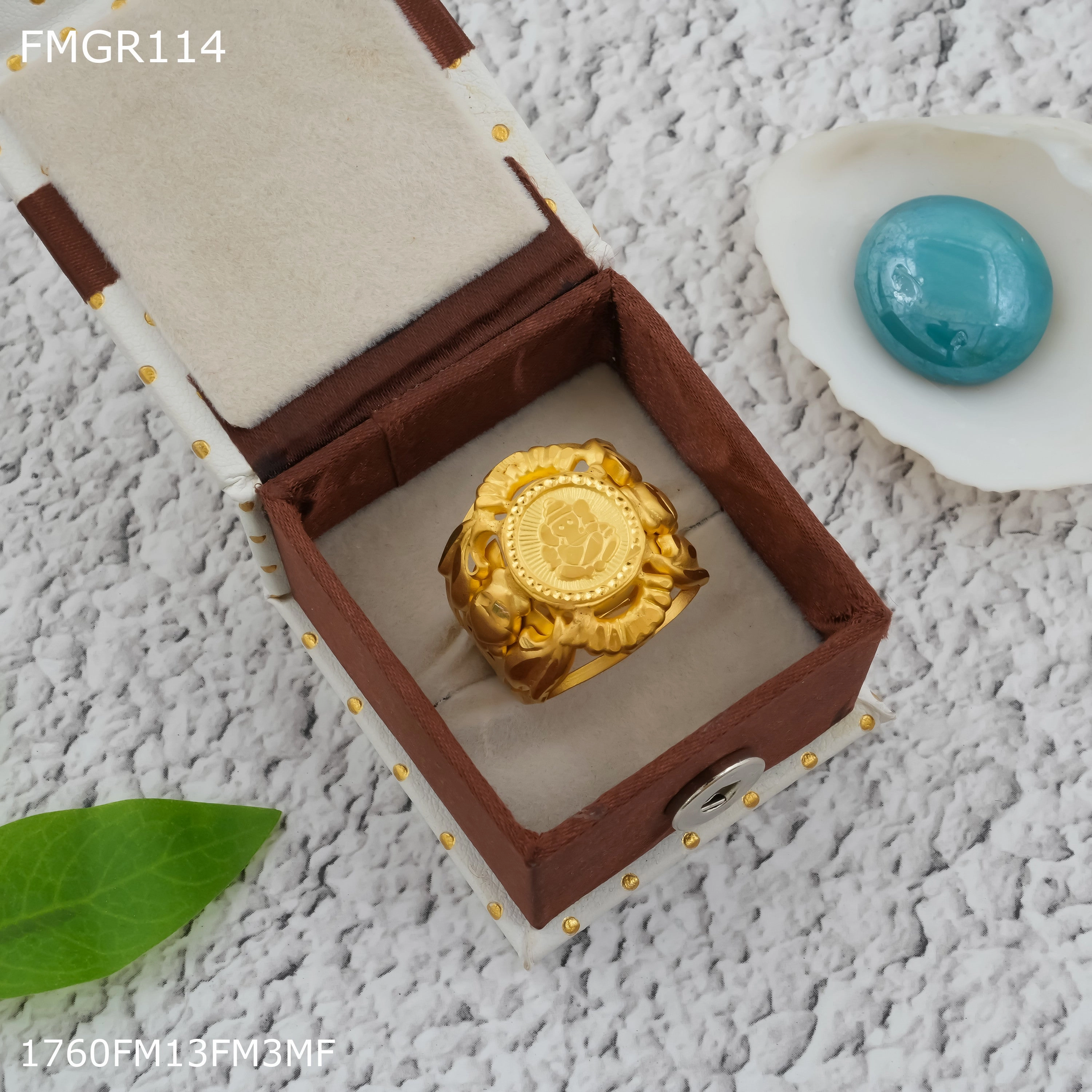 Minimal Sparkle Sleek Edge Freeme 1gm ganpati ring design with gold plated for men - FMRI114