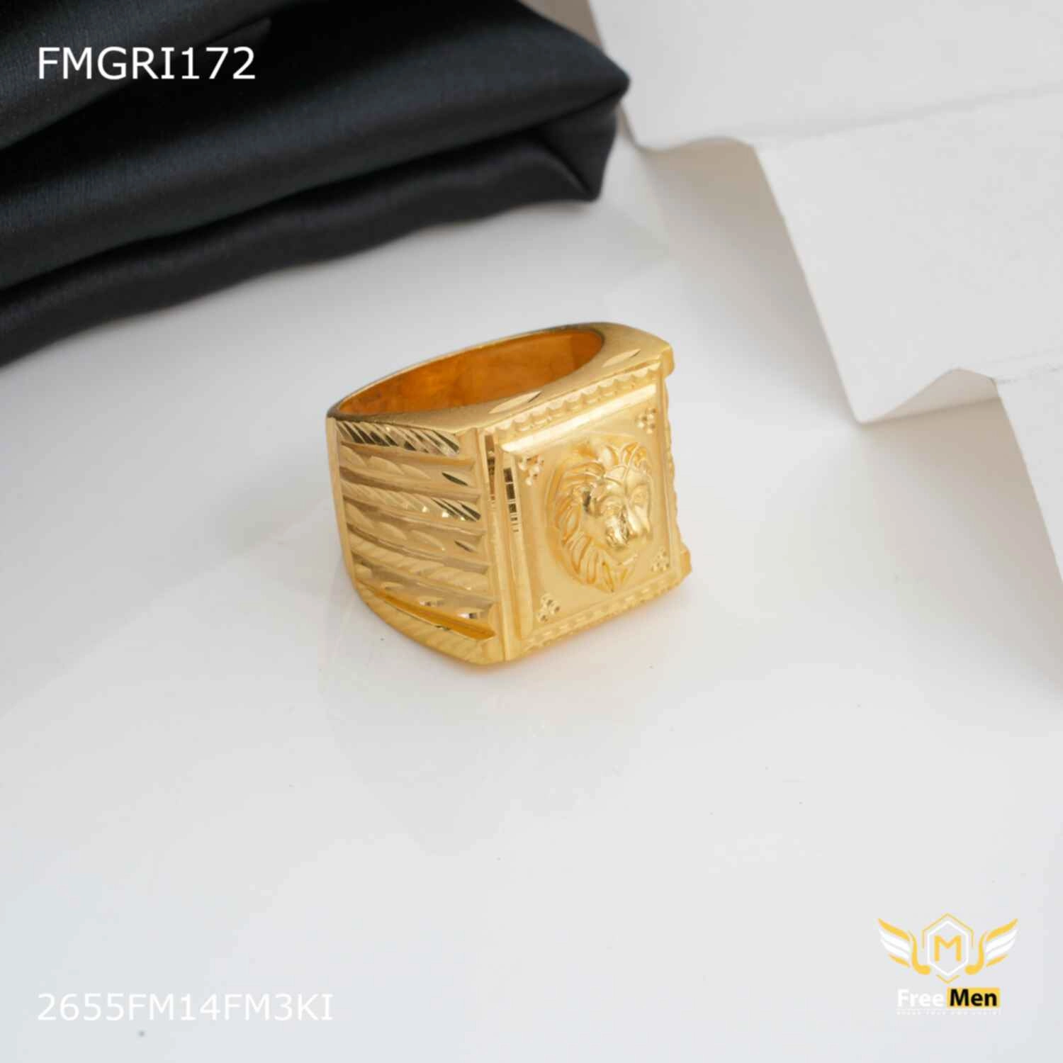 Freeme 1gm Lion Face Gold plated ring for men - FMGRI172 Lustrous Detail Casual Outfit