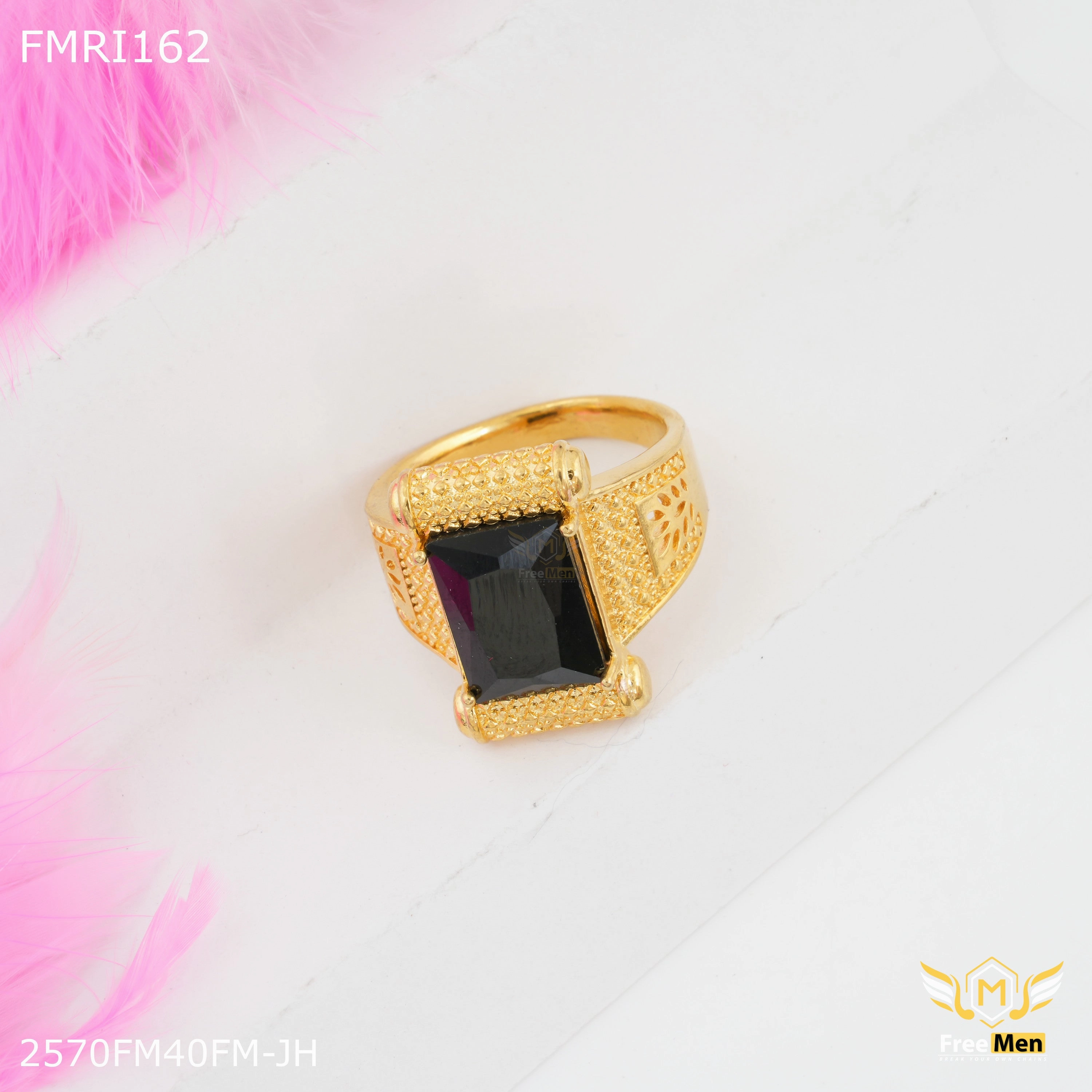Freeme Black Stone ring for men - FMRI162 Layered Glow Elegant Outfit