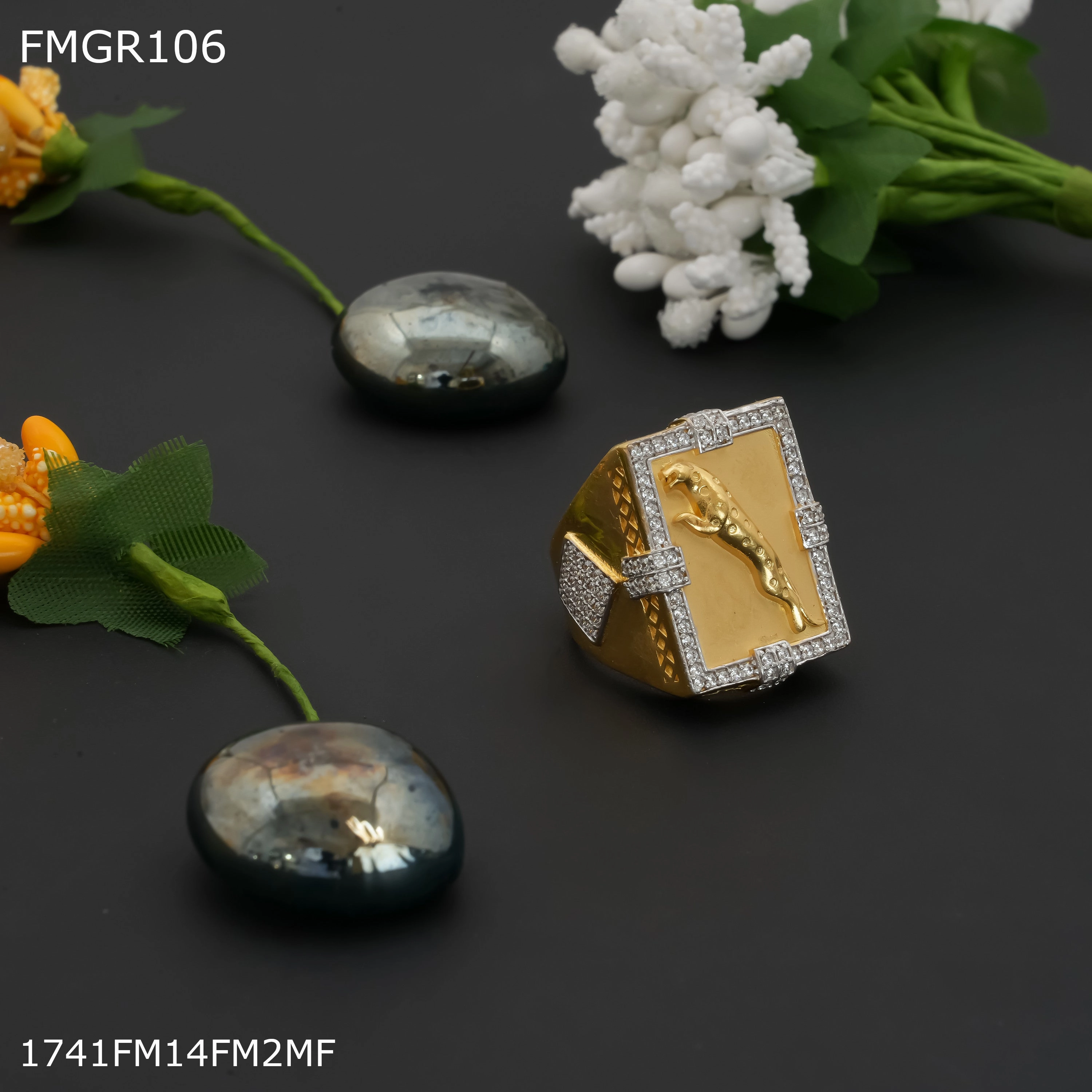 Crisp Style Vogue Design Freeme Jaguar ad Gold ring design for men - FMRI106