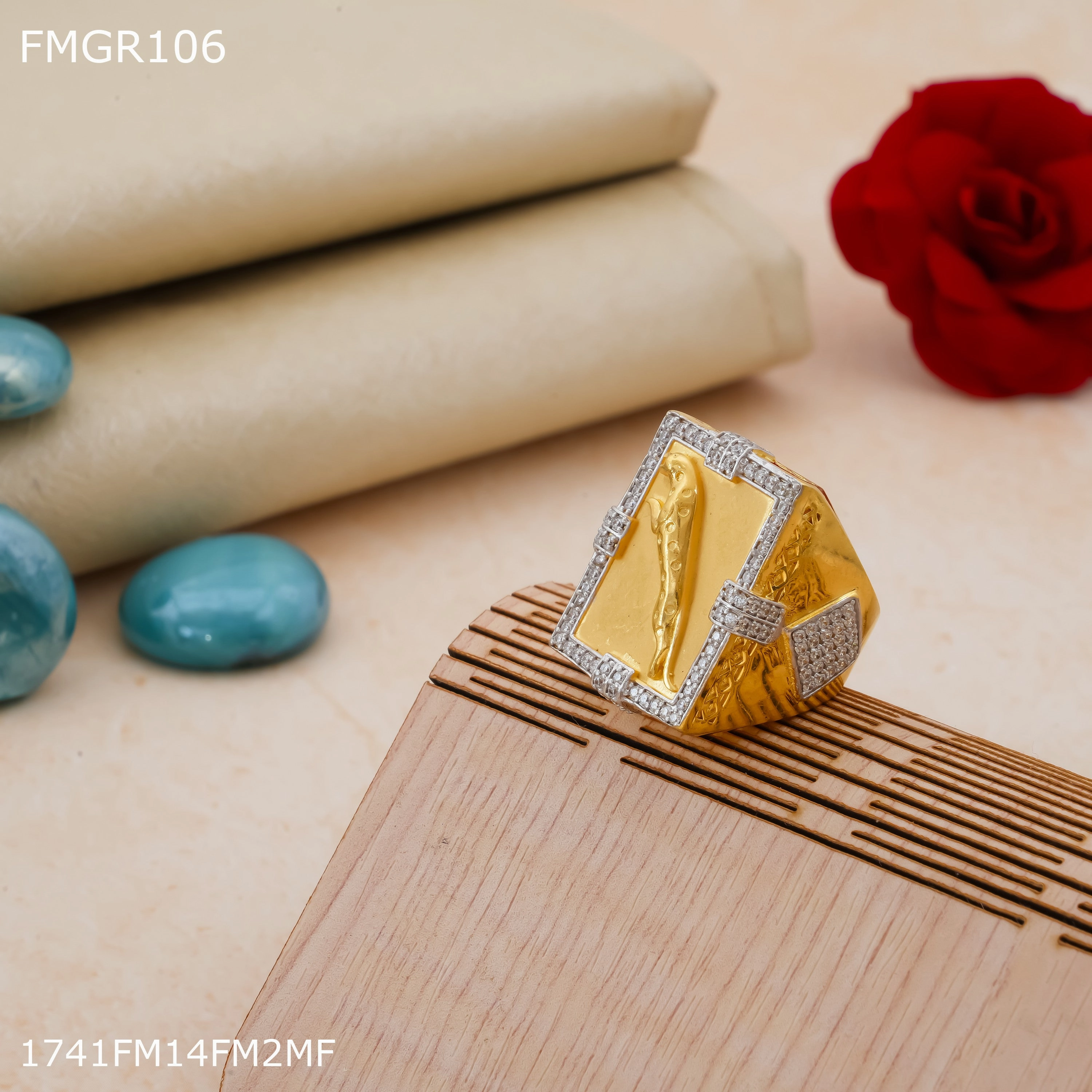 Seasonal Style Freeme Jaguar ad Gold ring design for men - FMRI106