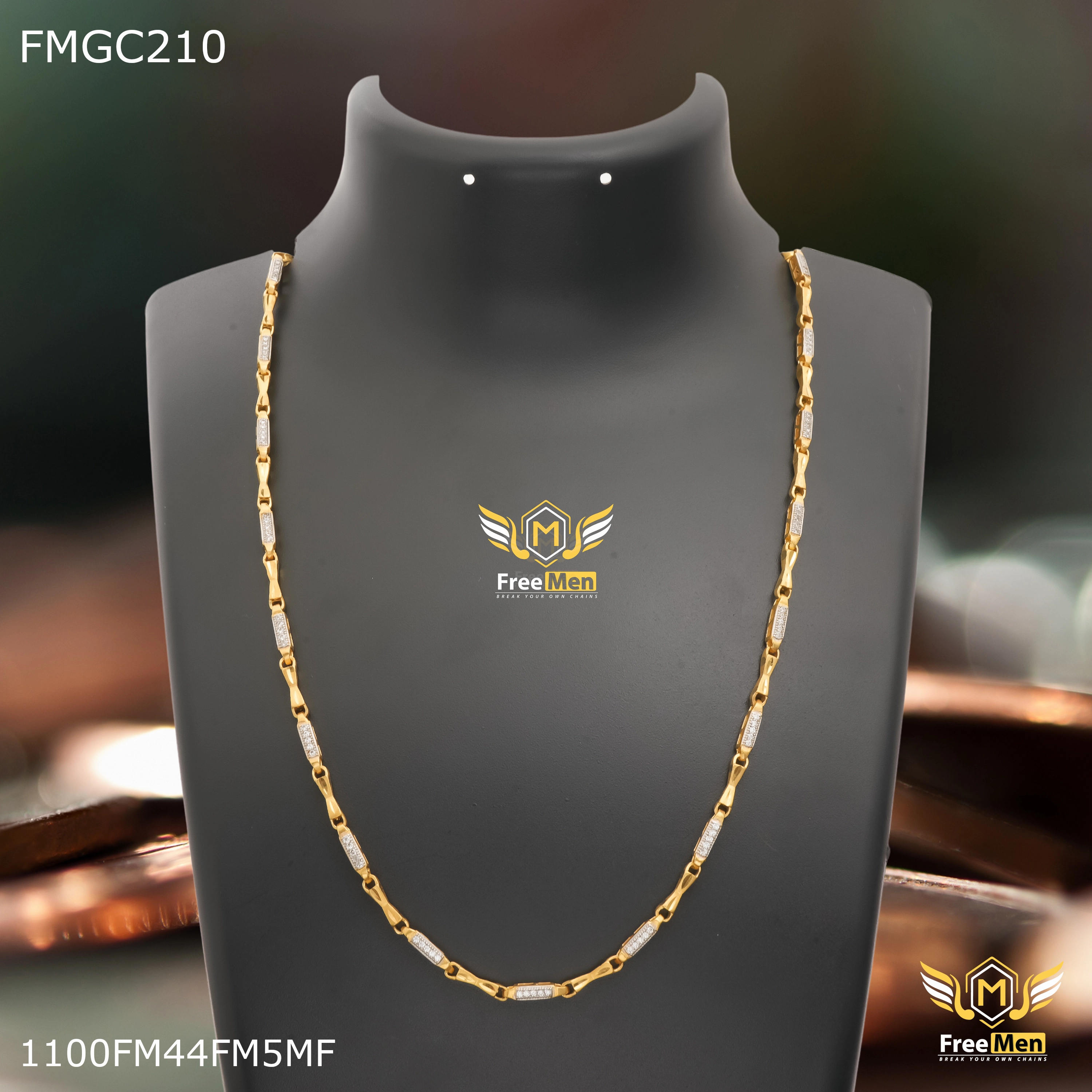 Understated Shine Distinctive Jewelry Pieces Freemen 1GM Fancy Delight AD Chain for Man - FMCG210