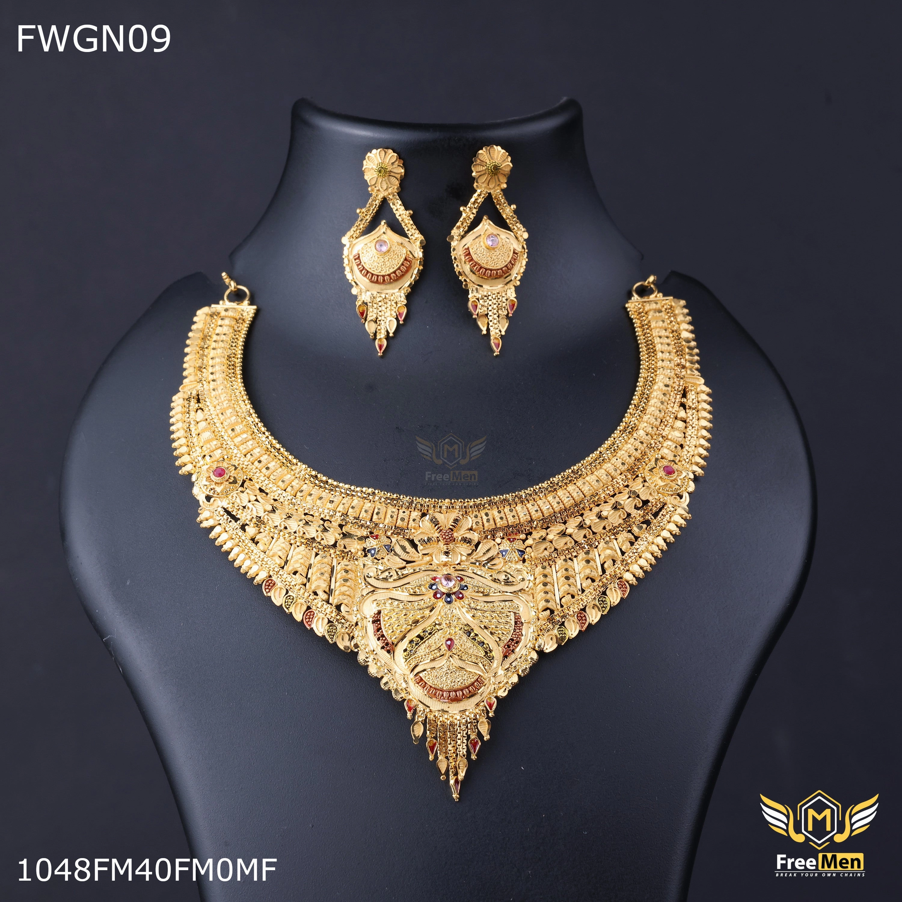 Opulent Craft Freemen 1gm Long digene Necklace With Earring for women - FWGN09
