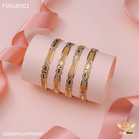 Freemen 1MG Designer bangles with rhodium and gold plated for women - FWGB001 Custom pieces Night Appeal