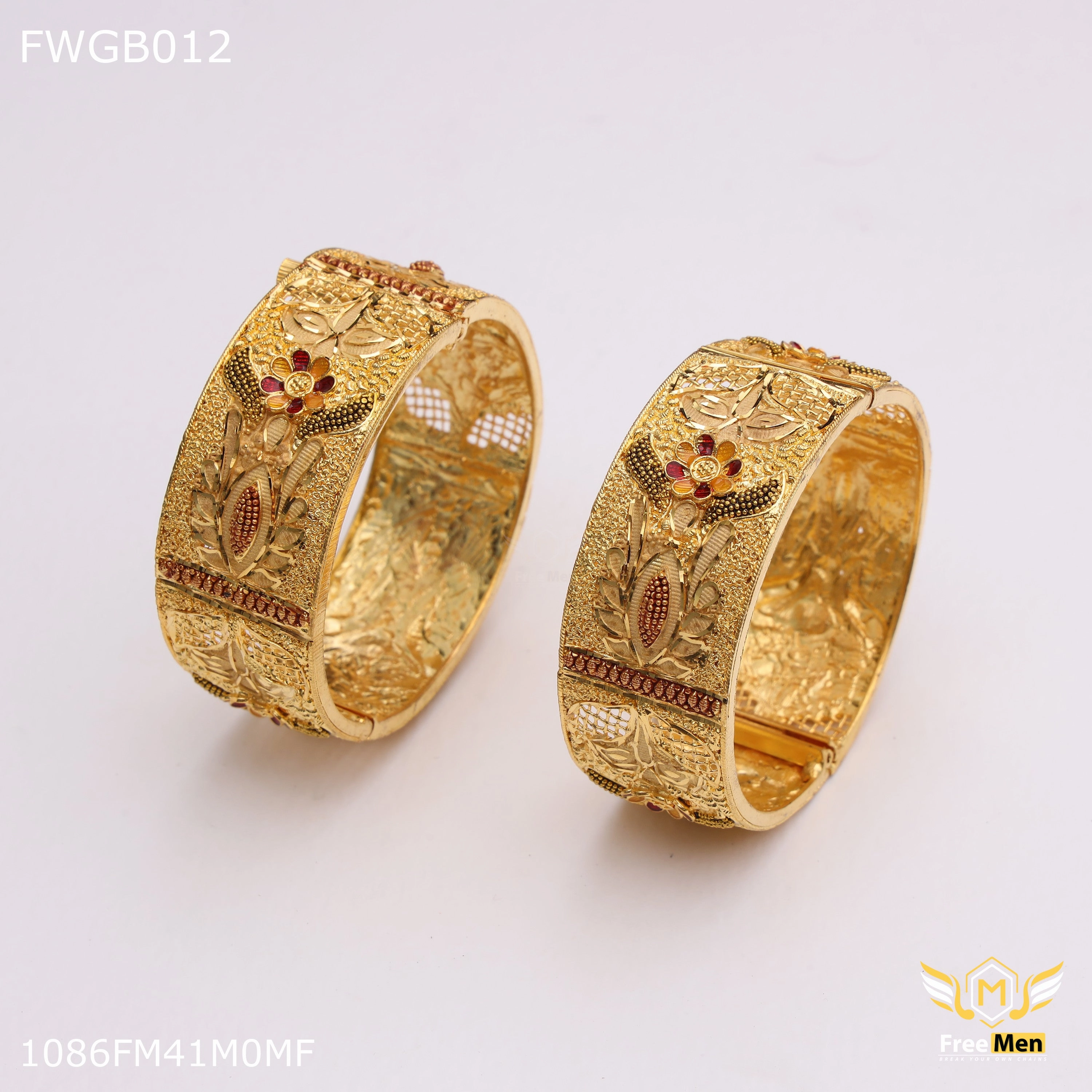 Freemen 1mg flower broad bangles or women - FWGB012 Shining Gem