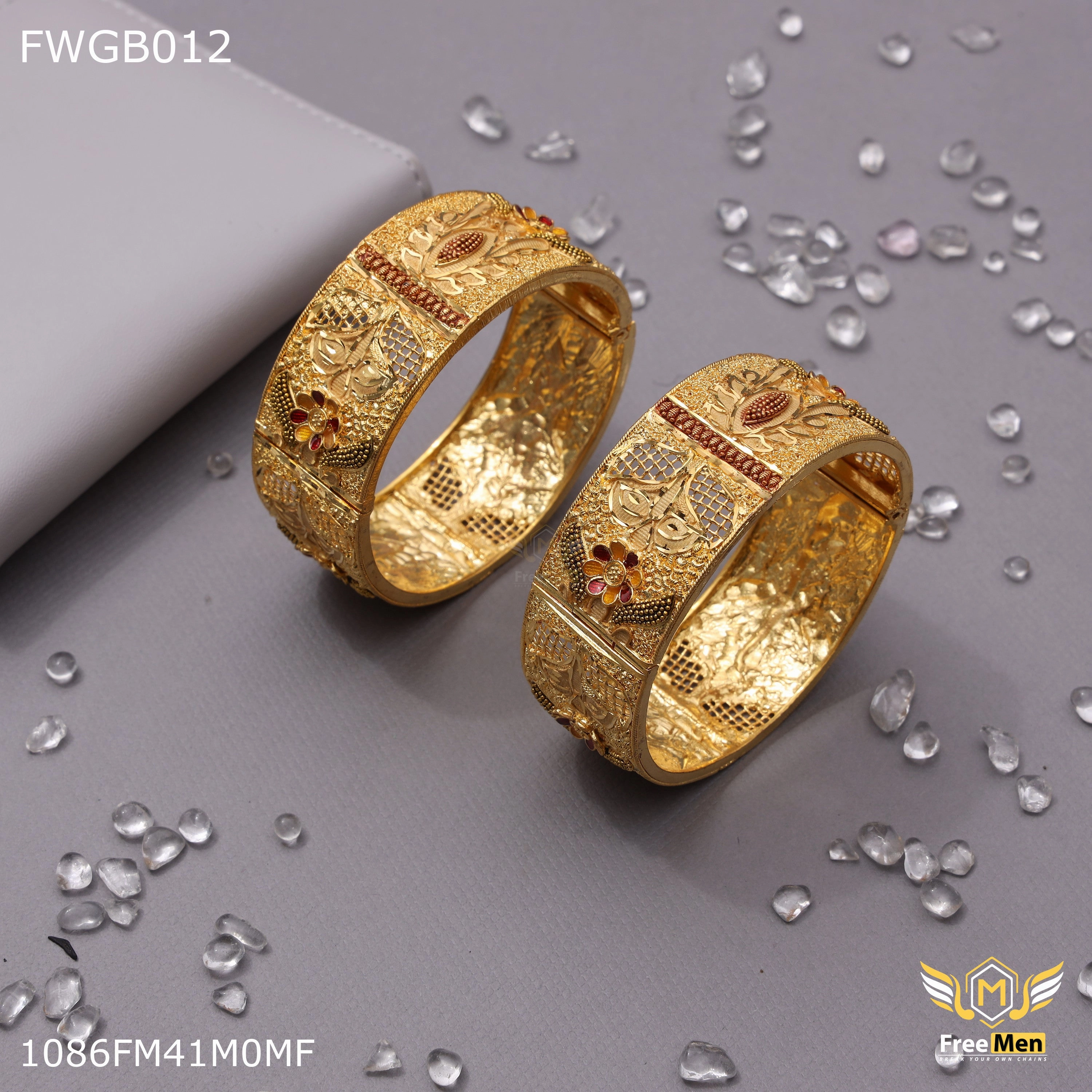 Freemen 1mg flower broad bangles or women - FWGB012 Street Detail