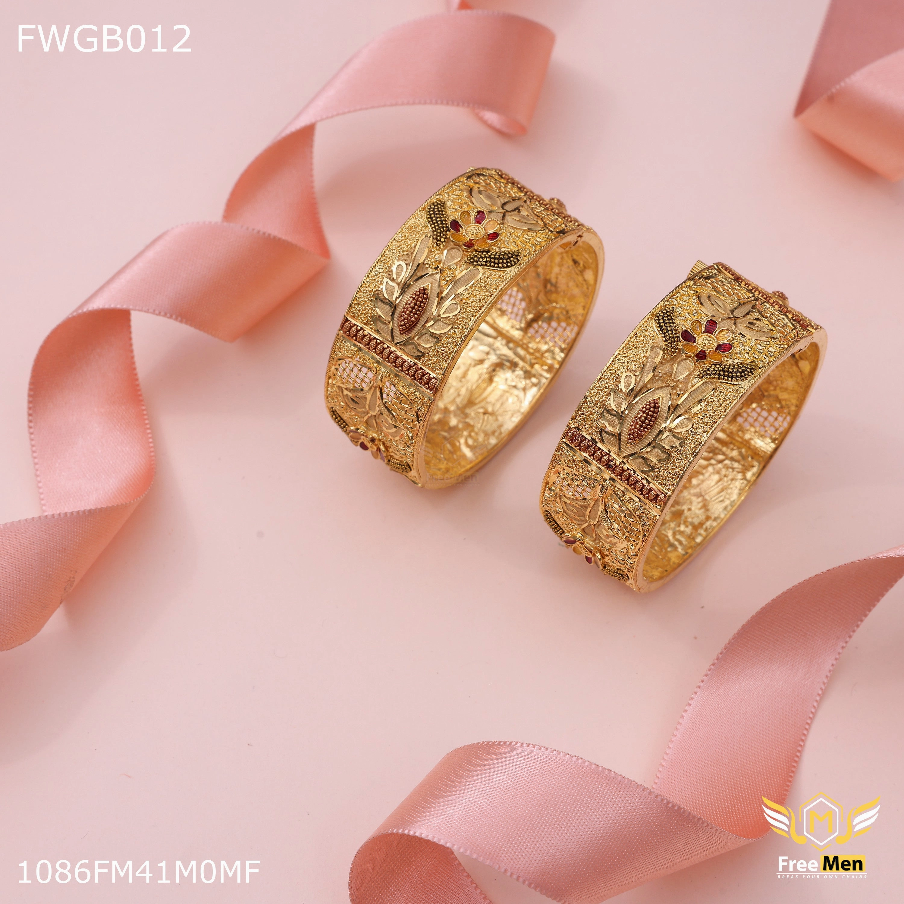 Inspired Touch Timeless Contour Freemen 1mg flower broad bangles or women - FWGB012