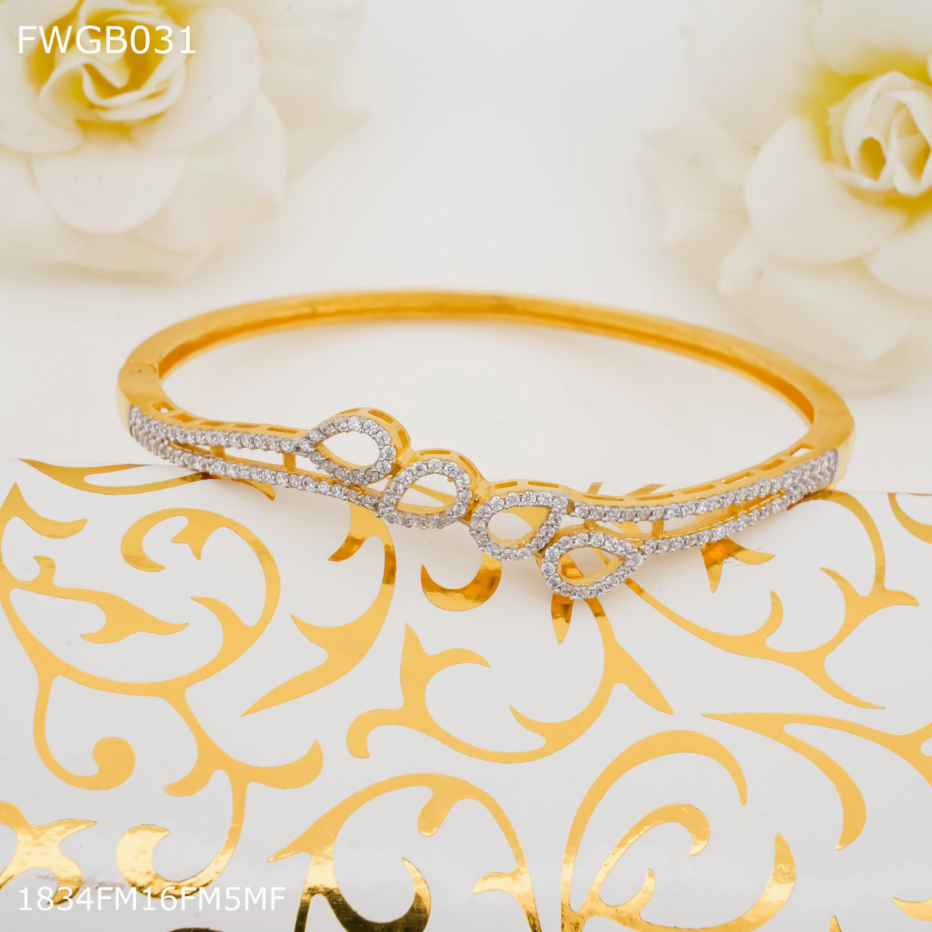 Freemen 1mg Gold plated rhodium bracelet For Women - FWGB031 Precious Design Polished Charm