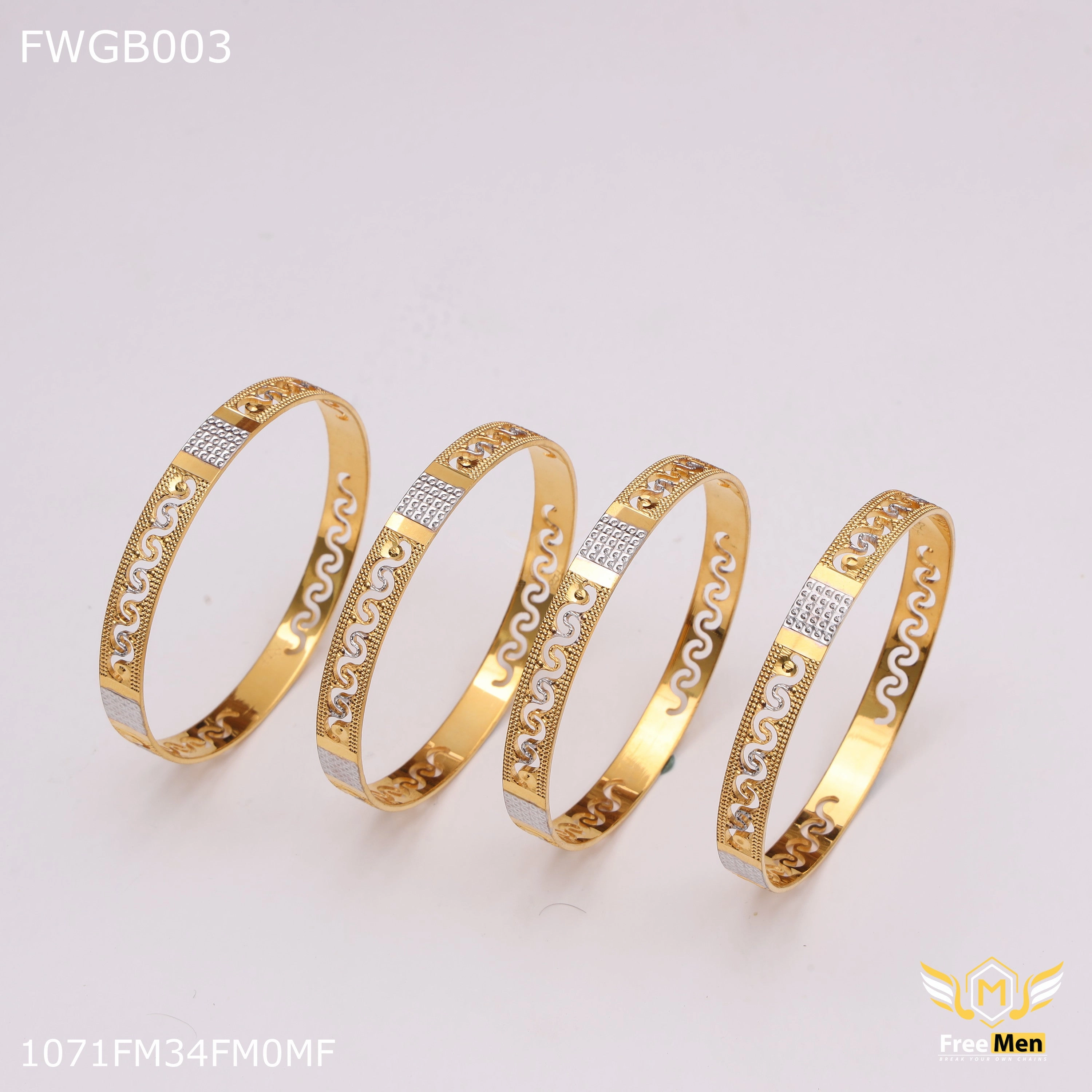 Freemen 1mg machine design with rhodium Bangles gold plated for women - FWGB003 Neutral Mood