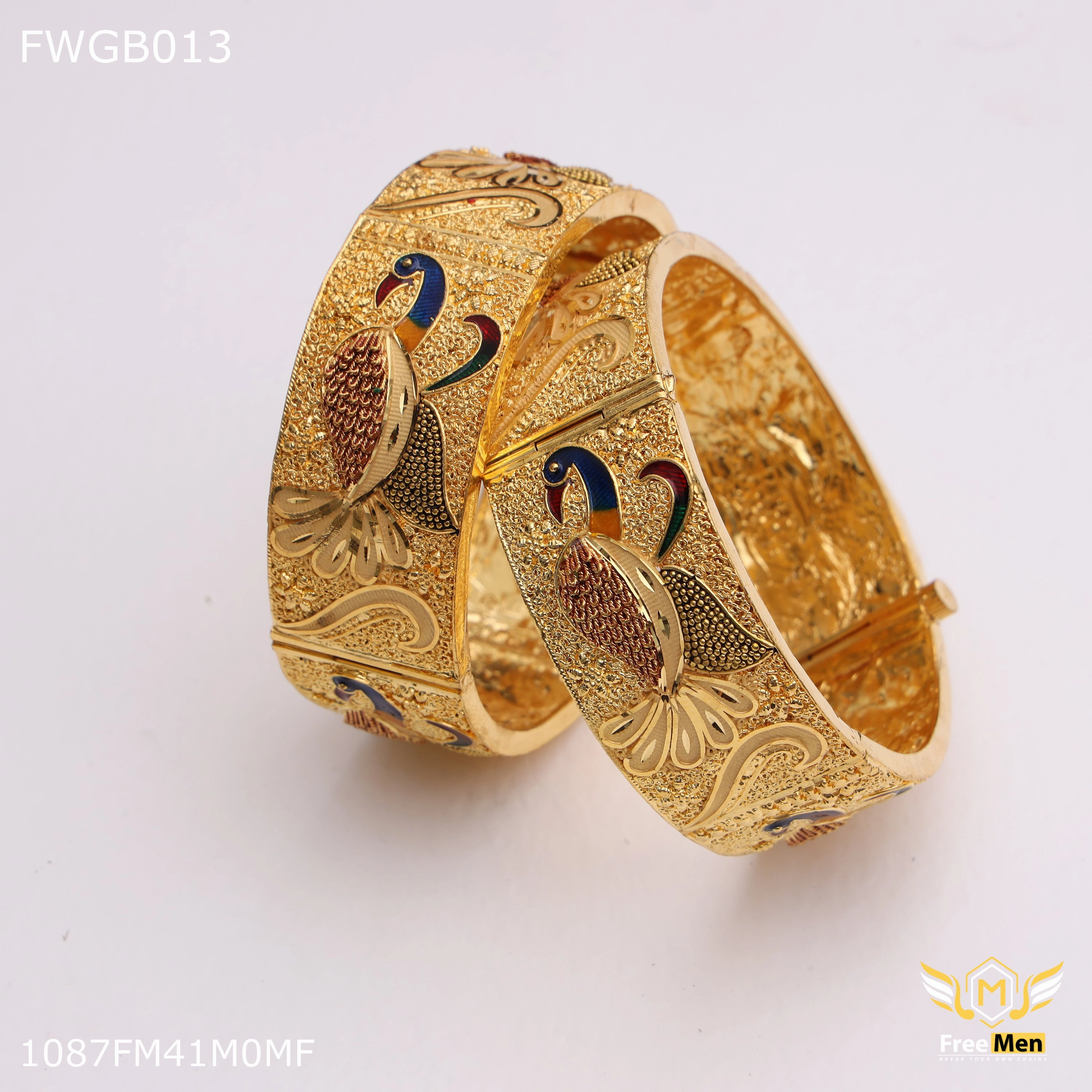 Evening Shine Freemen 1mg Mor print broad bangles or women - FWGB013