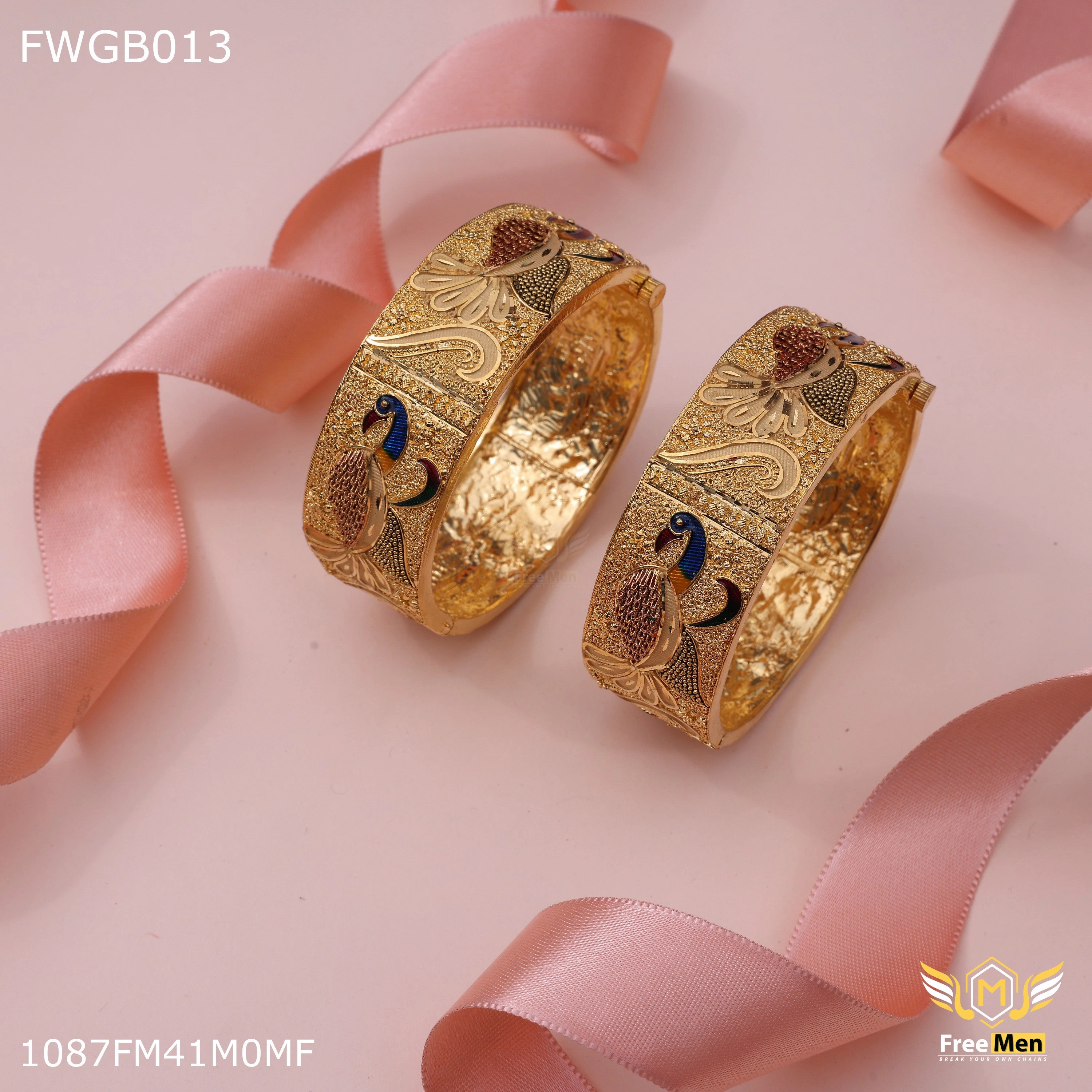 Freemen 1mg Mor print broad bangles or women - FWGB013 Soft feature Graceful Accessory