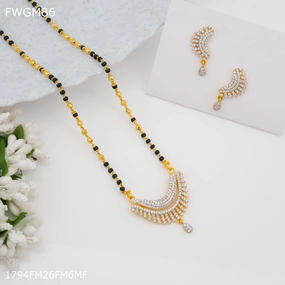 Freemen 1MG One line moon mangalsutra with earrings for women - FWGM86 Glam Pairing