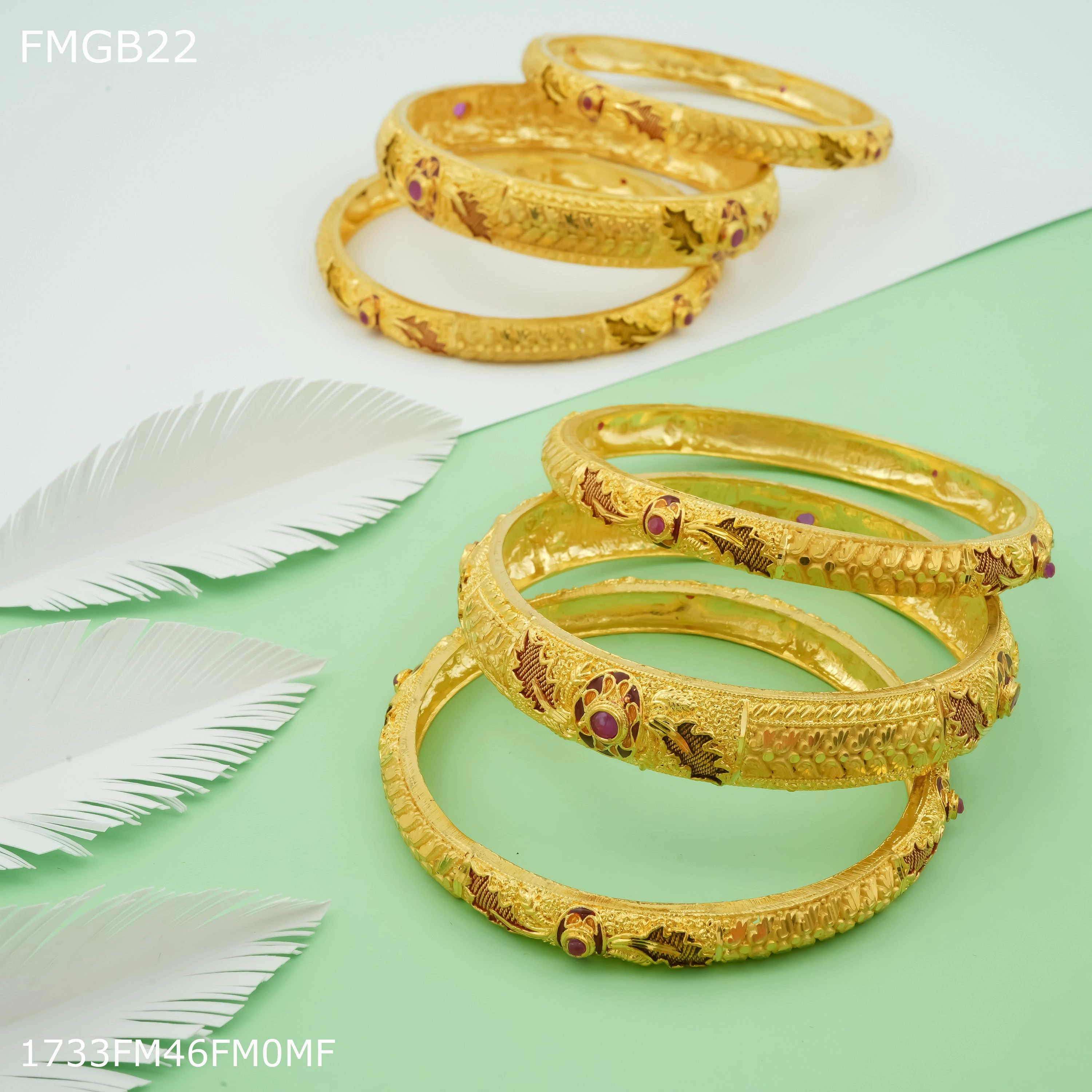 Charming Stones Glow Touch Freemen 1mg Six pic gold Bangles For Women - FWGB022