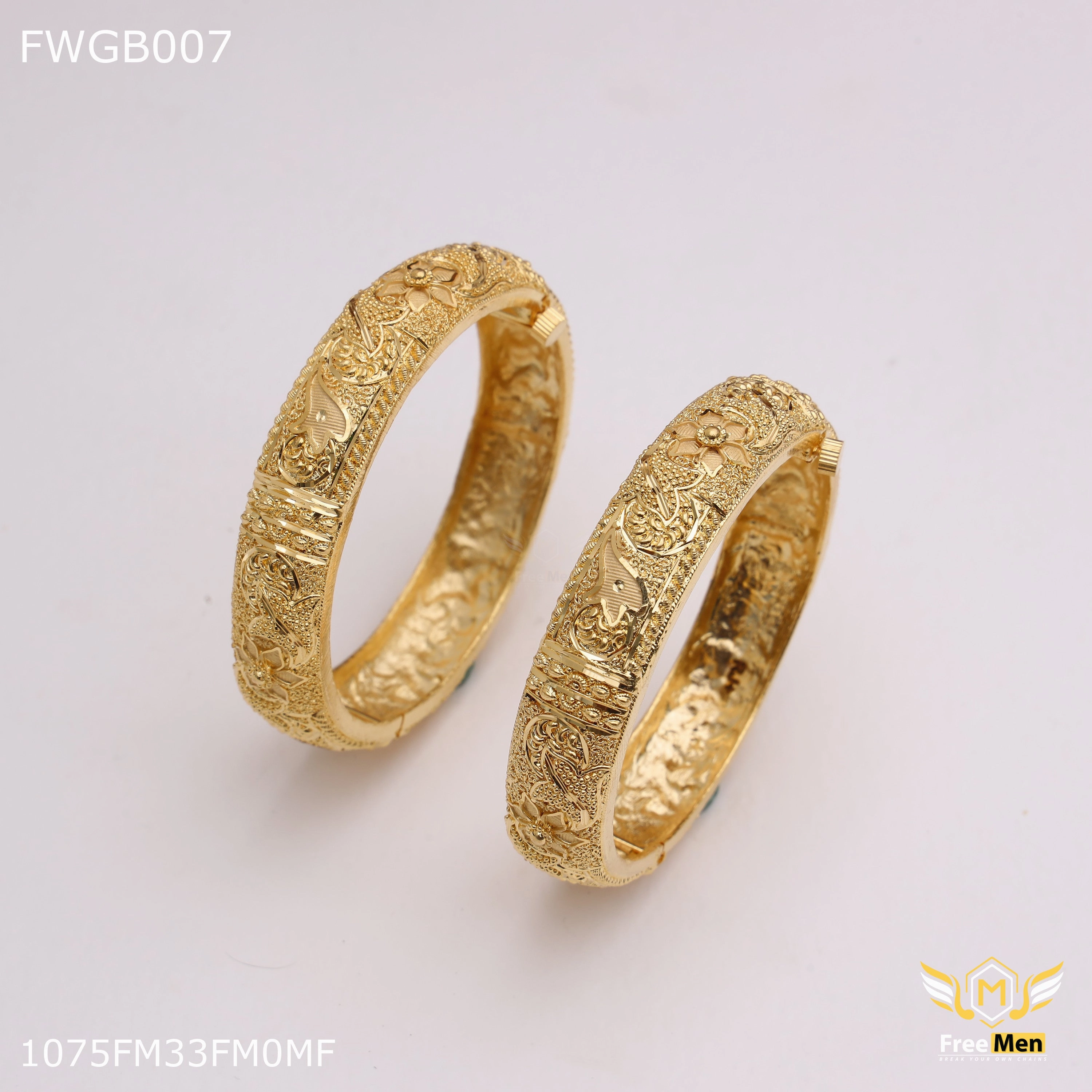 Freemen 1mg tow tone design bangles woth rhodium gold plated for women - FWGB007 Refined Gifts Shine Factor