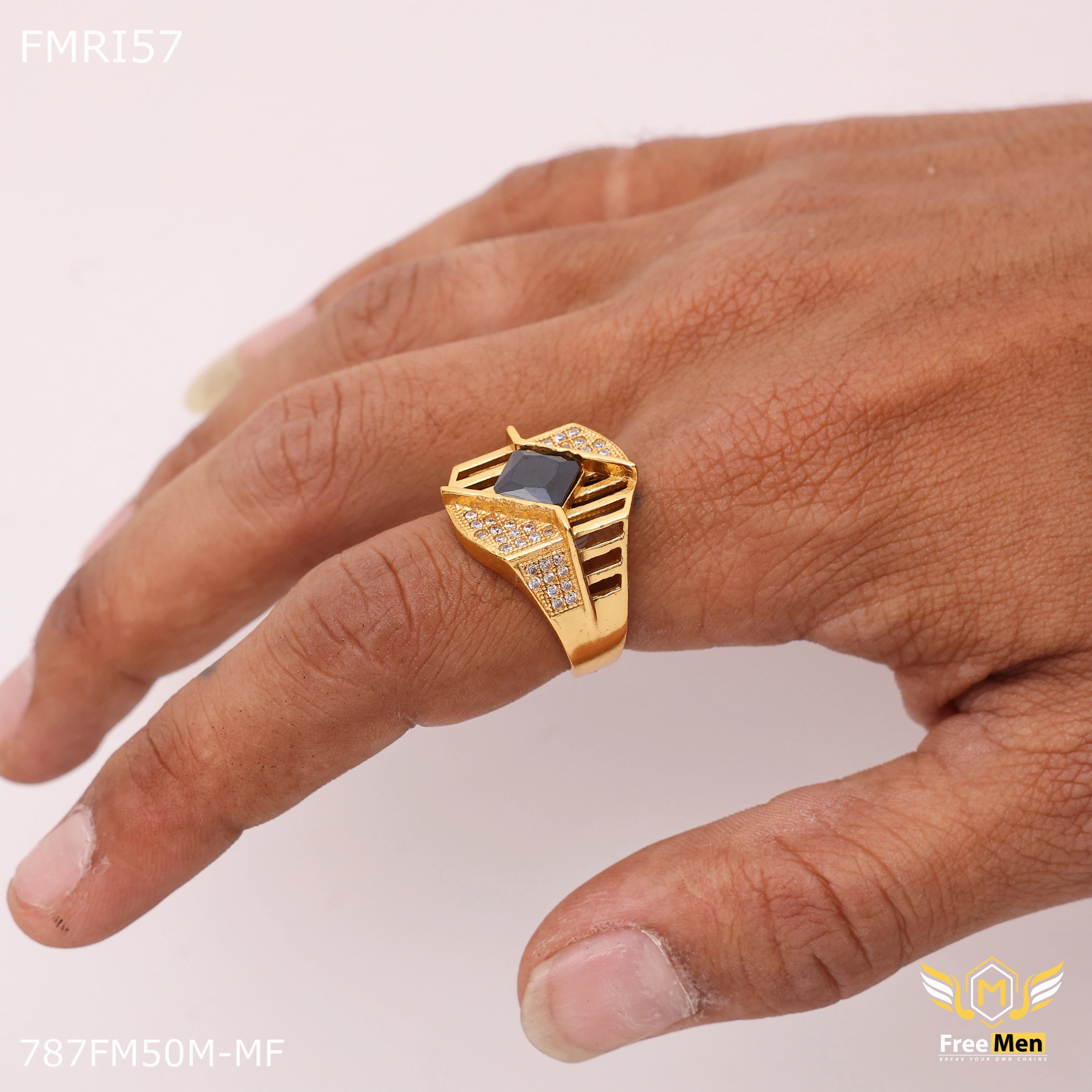 Daily Outfit Freemen Back stone AD Net Golden Ring - FMRI57