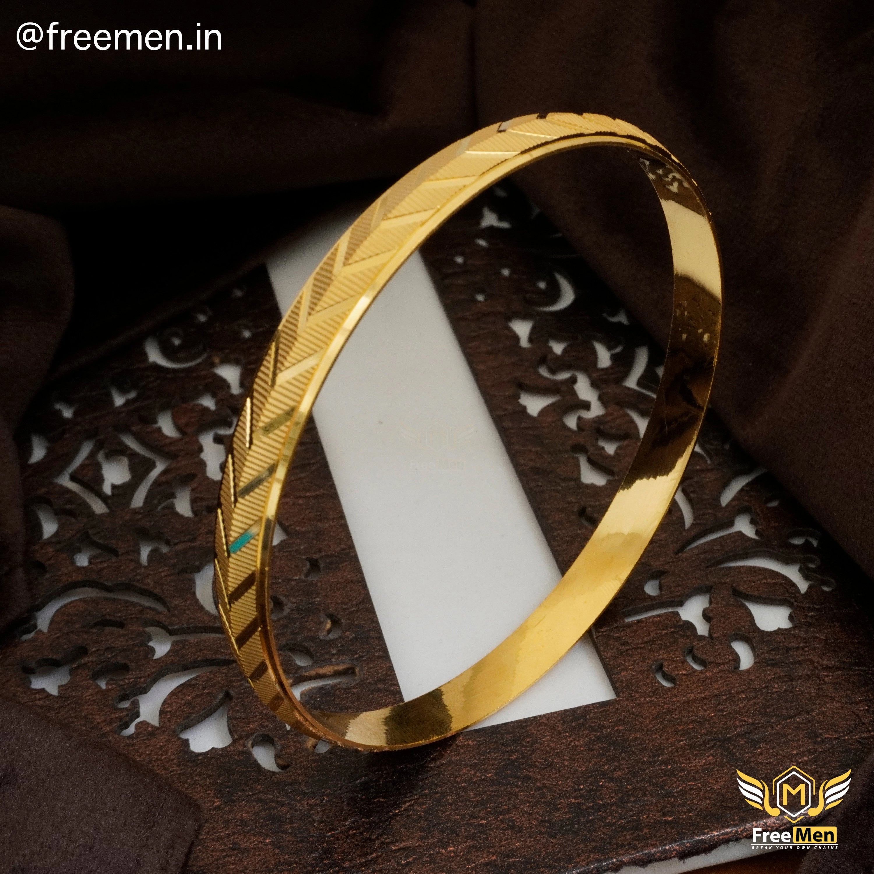 Timeless Grace Everyday Luxury Freemen Classic Standing Gold Arrow Kada  - FMGK3