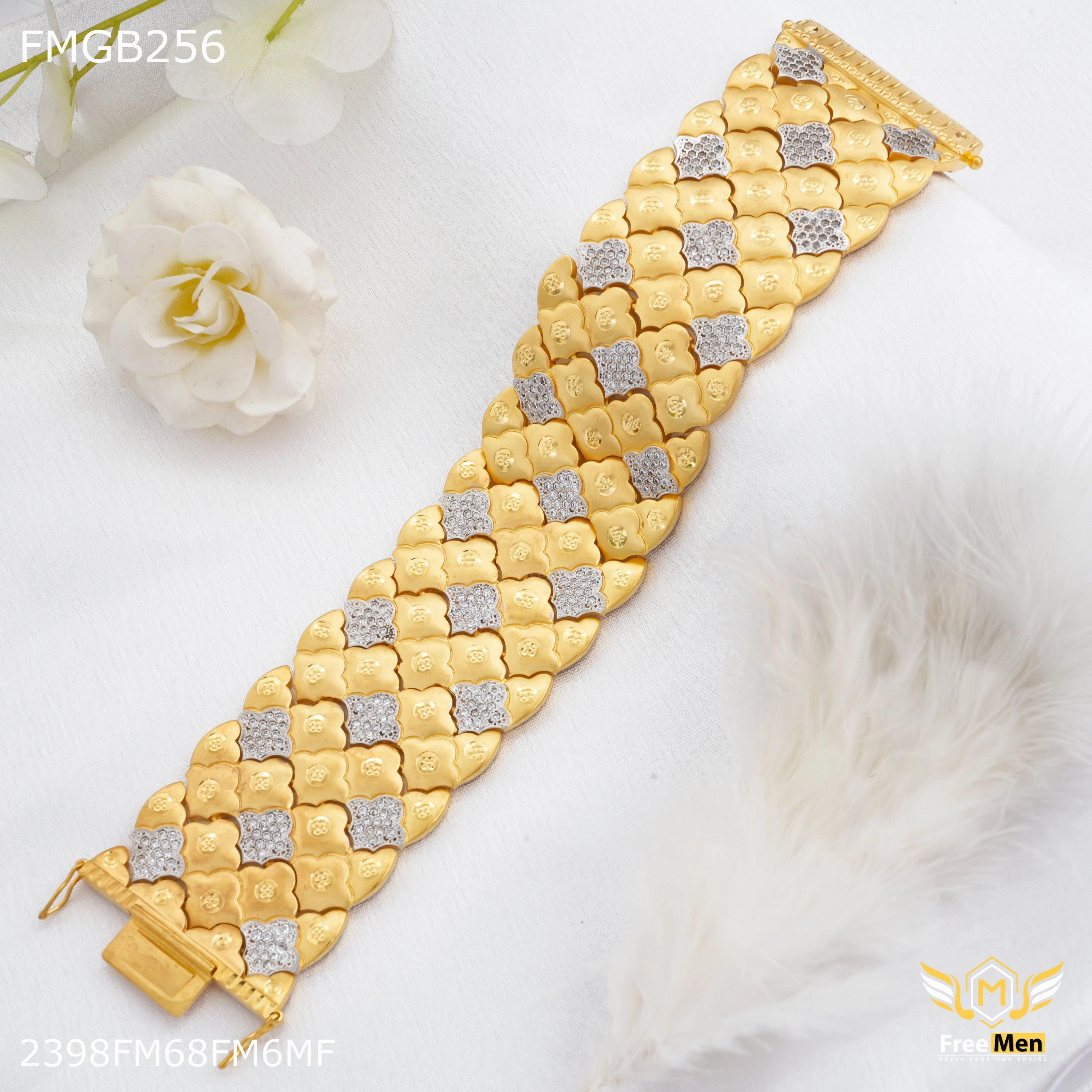 Freemen Cloud AD with Gold Bracelate for Men - FMGB256 Cool Spark Fashionable Shine