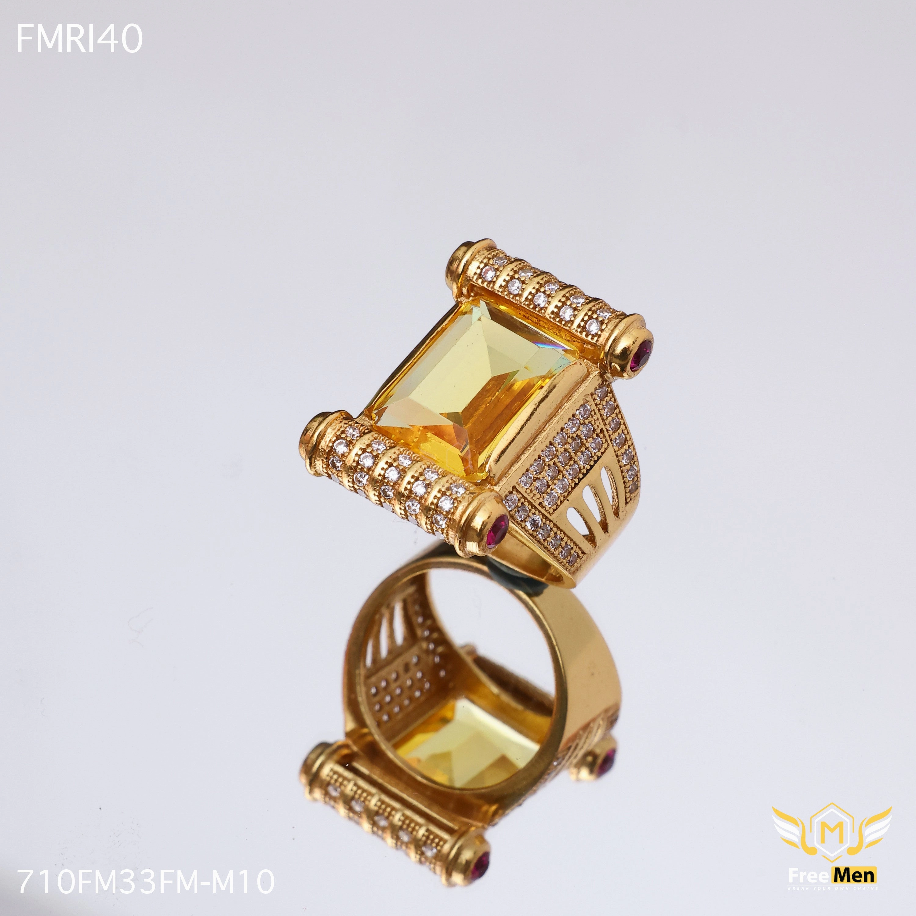 Freemen Damru yellow AD Design Golden Ring - FMRI40 Glittering Sparkle