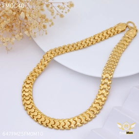Flat Lay Contemporary Edge Freemen Delicate Stylish One Line Gold Plated Chain - FMGC40