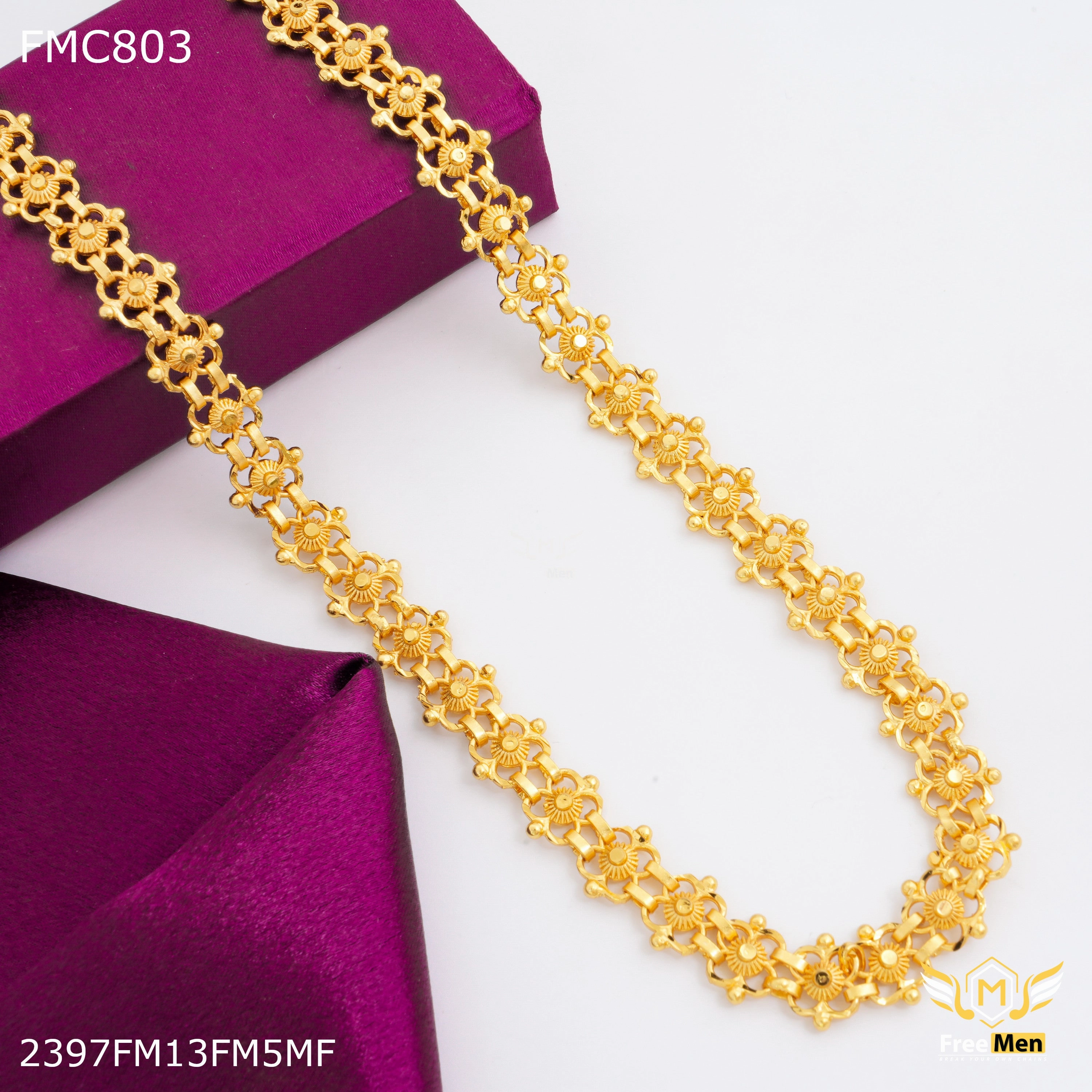 Cultural Touch Fashion Collection Freemen Designer Flower Box Chain for Man - FMC803