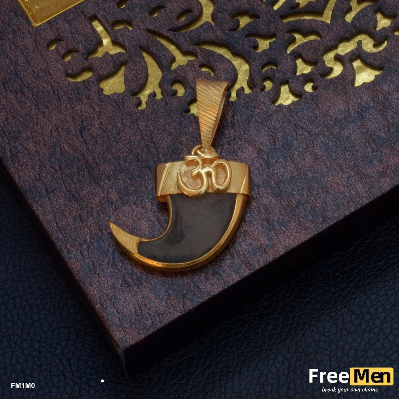 Luxe Mood Stylish Flow FreeMen Designer OM Lion Nail Gold Plated Pendant