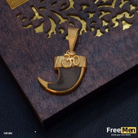 Luxe Mood Stylish Flow FreeMen Designer OM Lion Nail Gold Plated Pendant